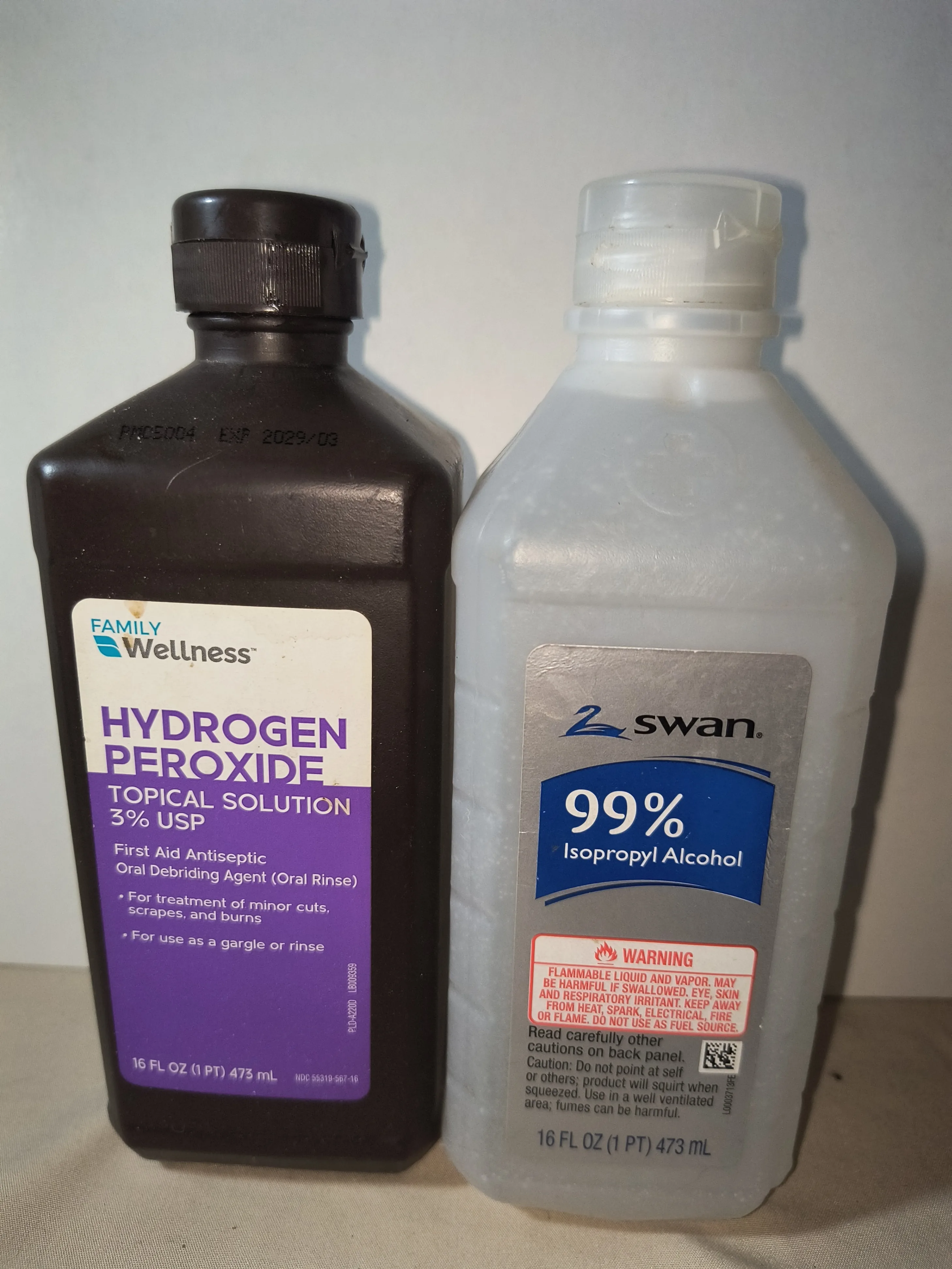 First Aid Lot: 99% Isopropyl Alcohol & 3% Hydrogen Peroxide