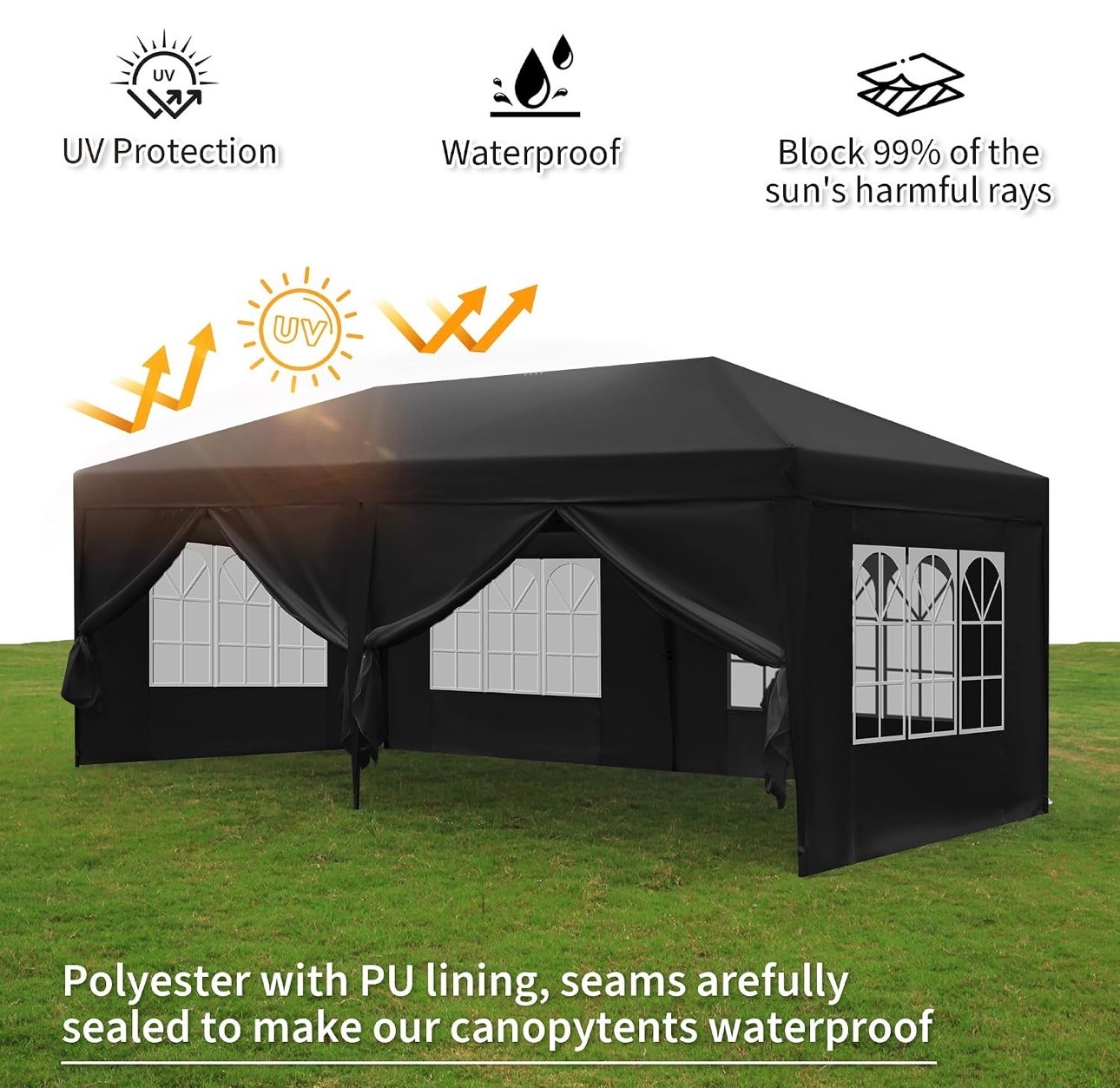 Canopy Tent 10X20' Heavy Duty Waterproof 6 Removable Sidewalls - photo 2