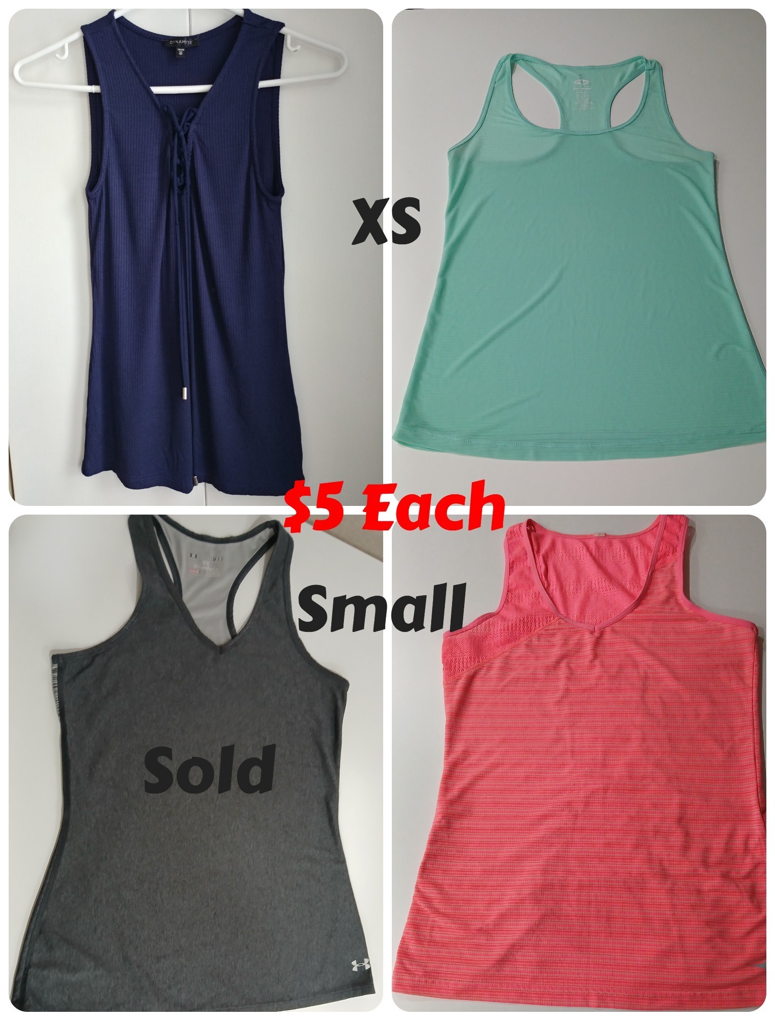 Dynamite ,Athletic Works & Diadora Tank Tops, XS-S