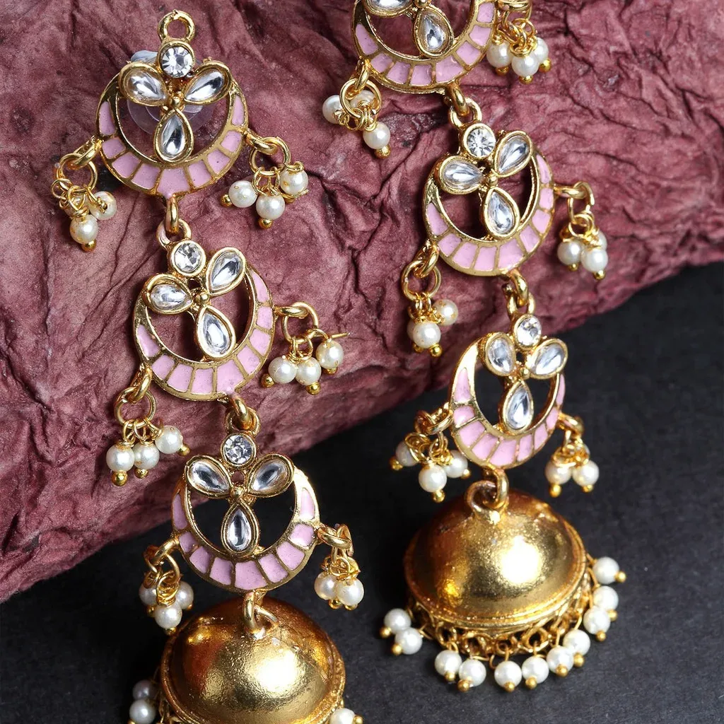 Chandbali Earrings with Pearl Beads
