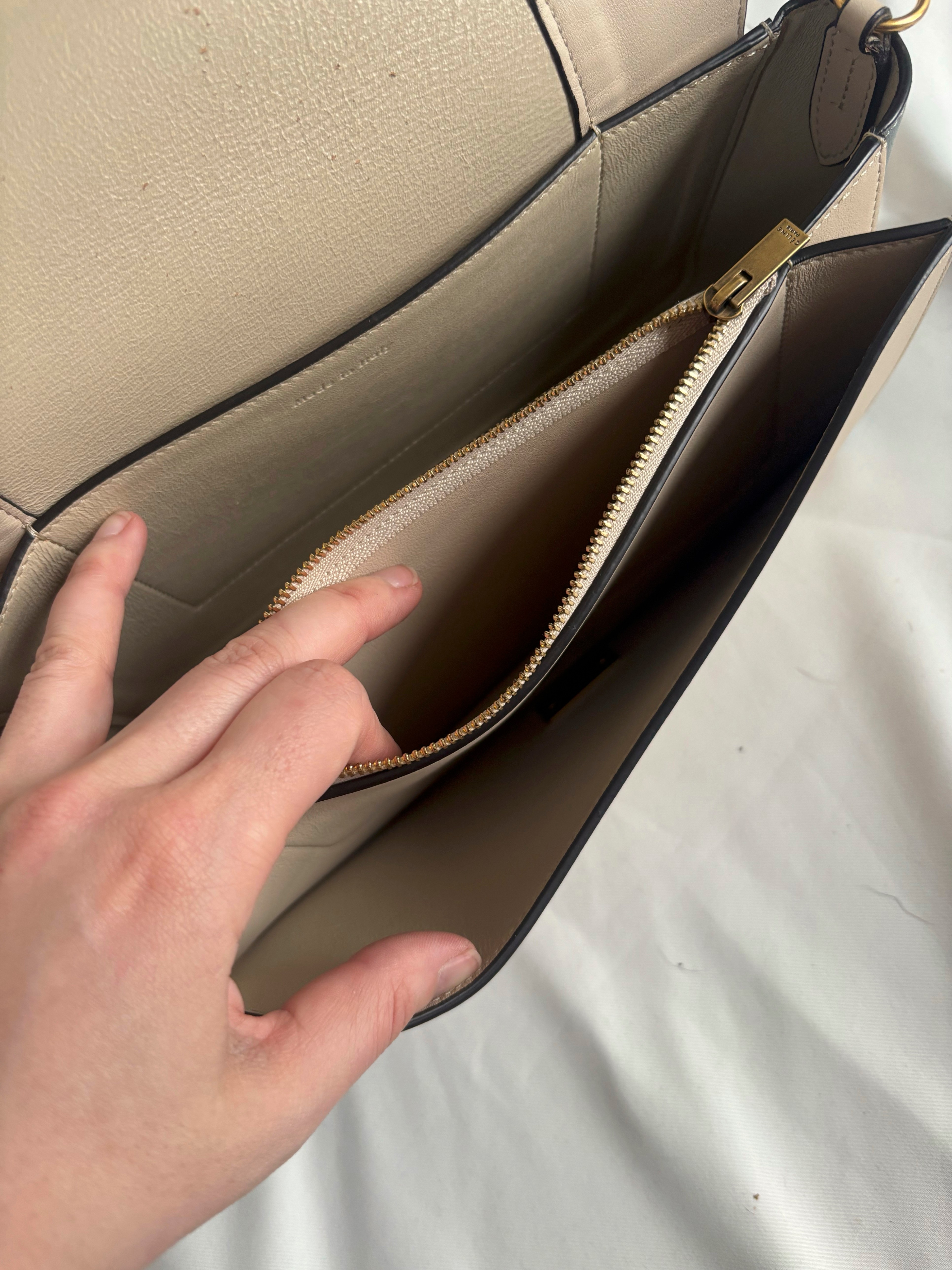 authentic Celine Frame Shoulder Bag, Cream & Blue - photo 5