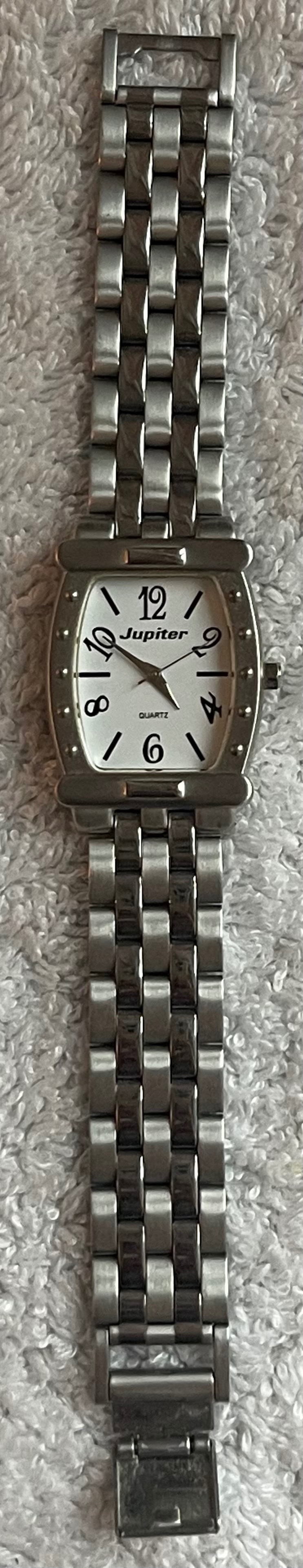Vintage Jupiter Silver Studded Tonneau Watch (Needs Battery) - photo 2