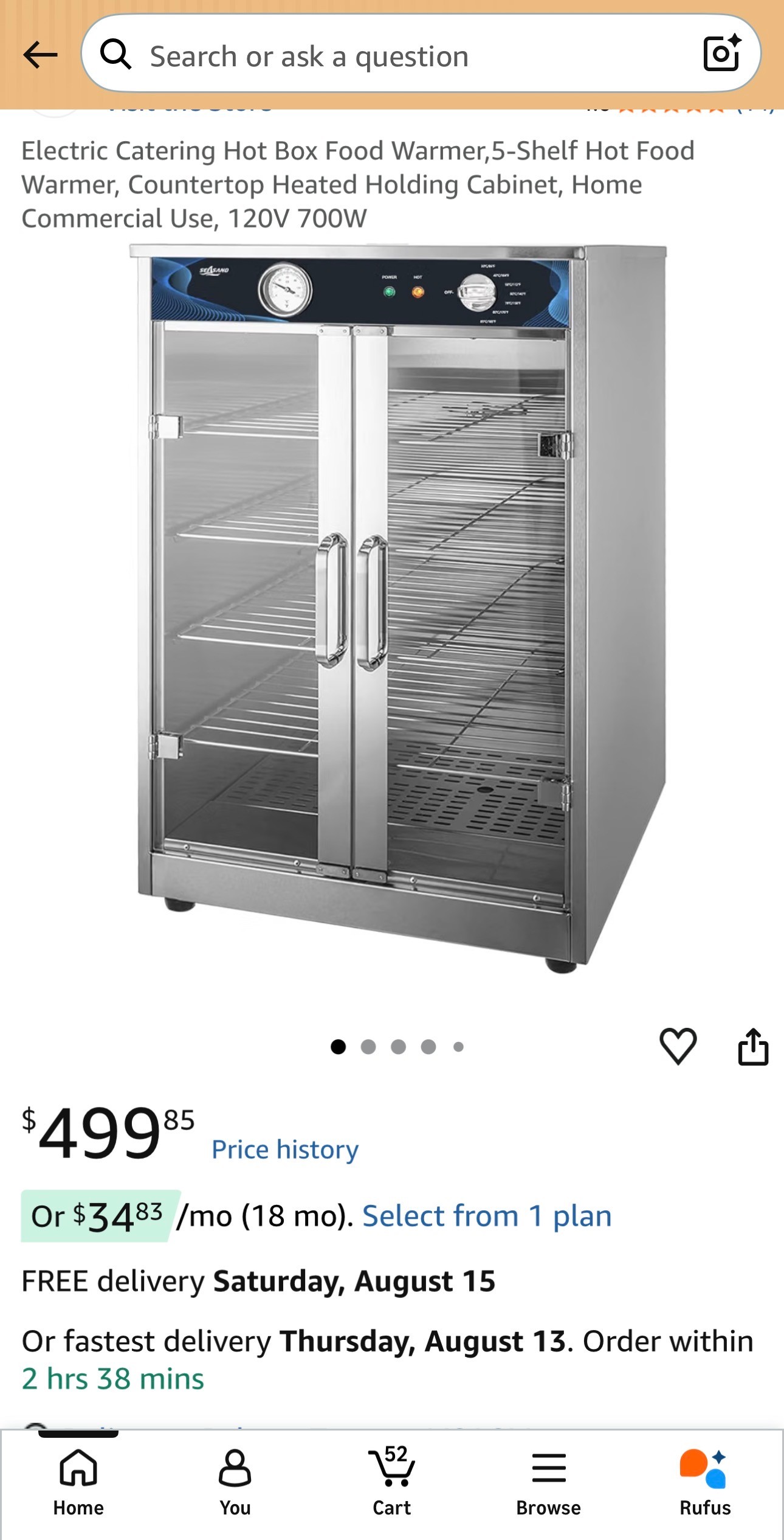 Electric Catering Food Warmer 5-Shelfs Countertop Heated Cabinet