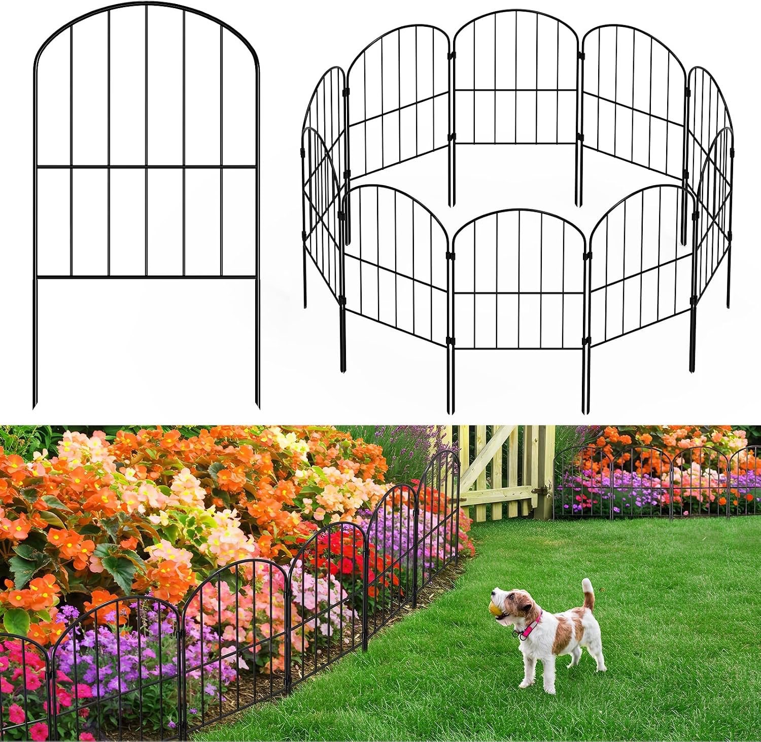 25 Panels of Black Metal Decorative Garden Fencing