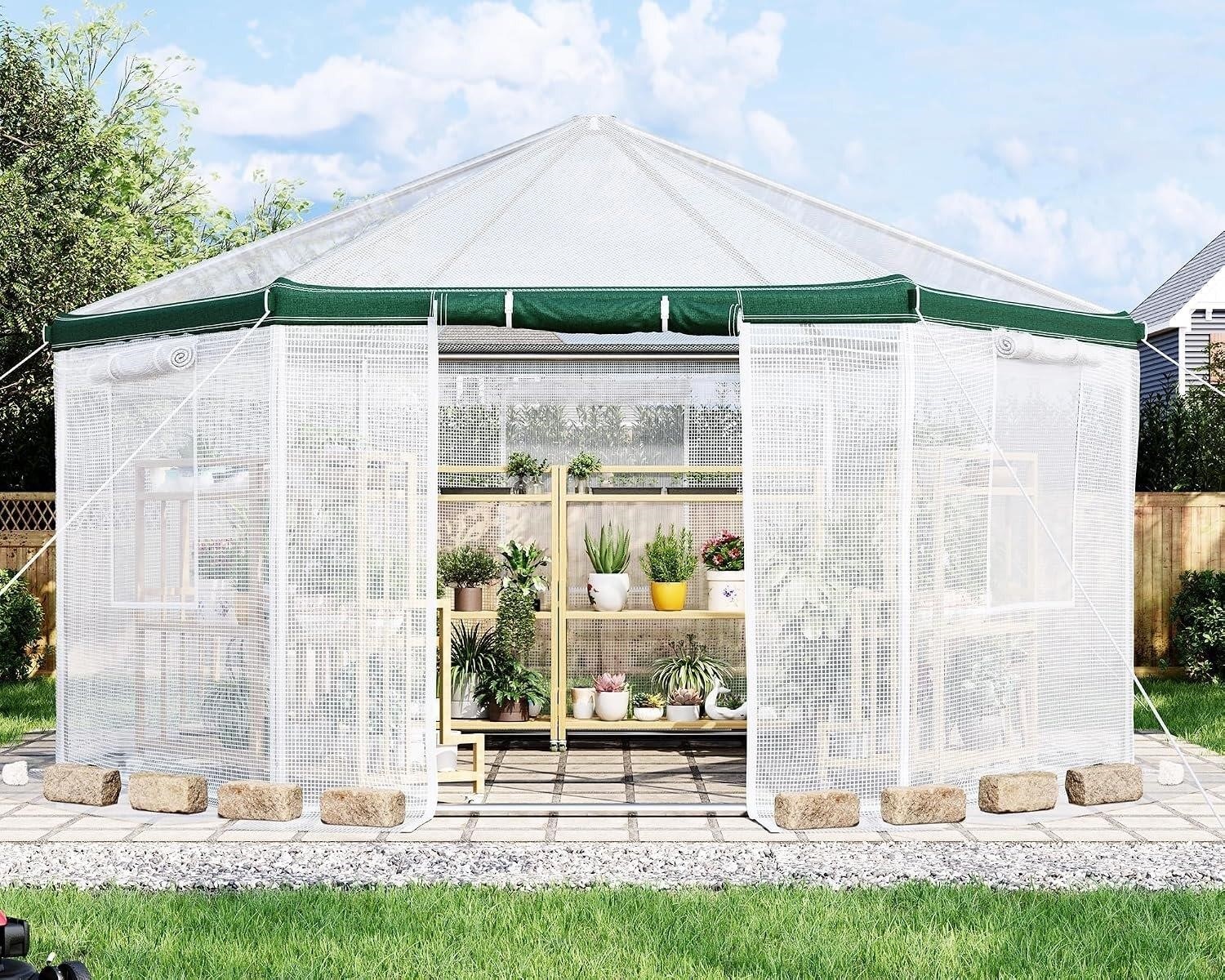 AMERLIFE 13.5x13.5x9 FT Tunnel Greenhouse for Outdoors