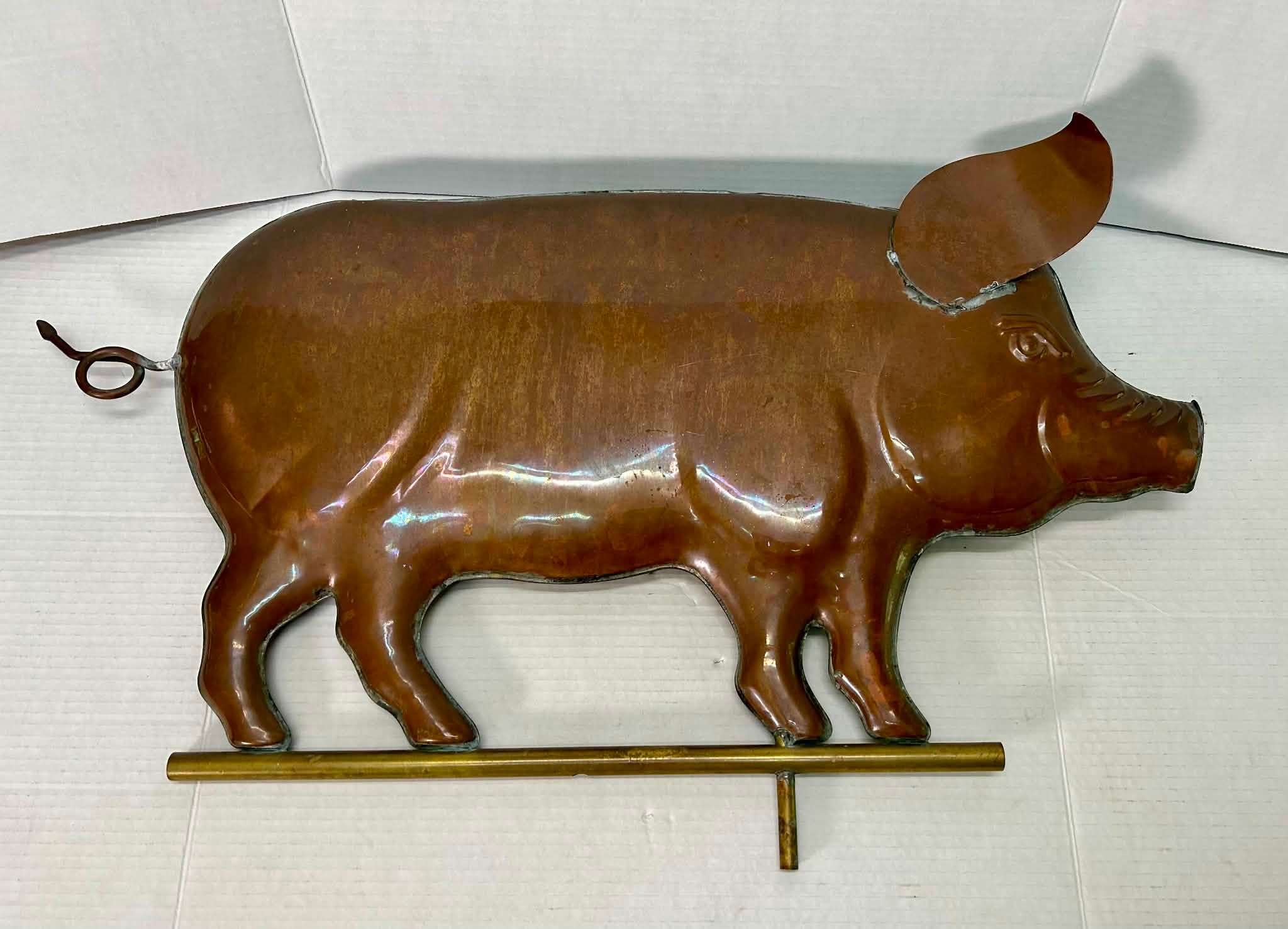 Vintage Copper Pig Weather Vane Topper - photo 2