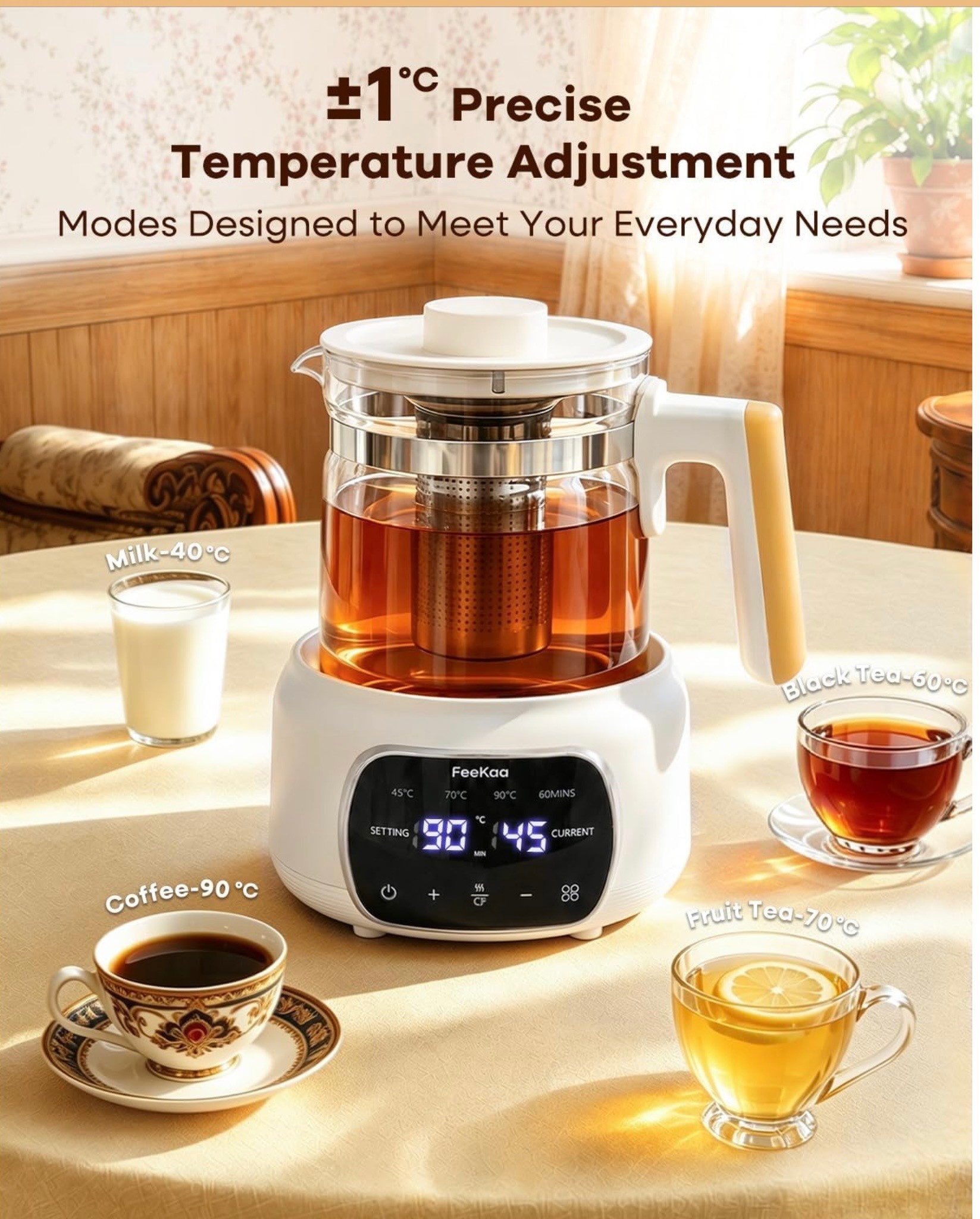 Feekaa Electric Kettle 1.3L with stainless steel infuser - photo 3