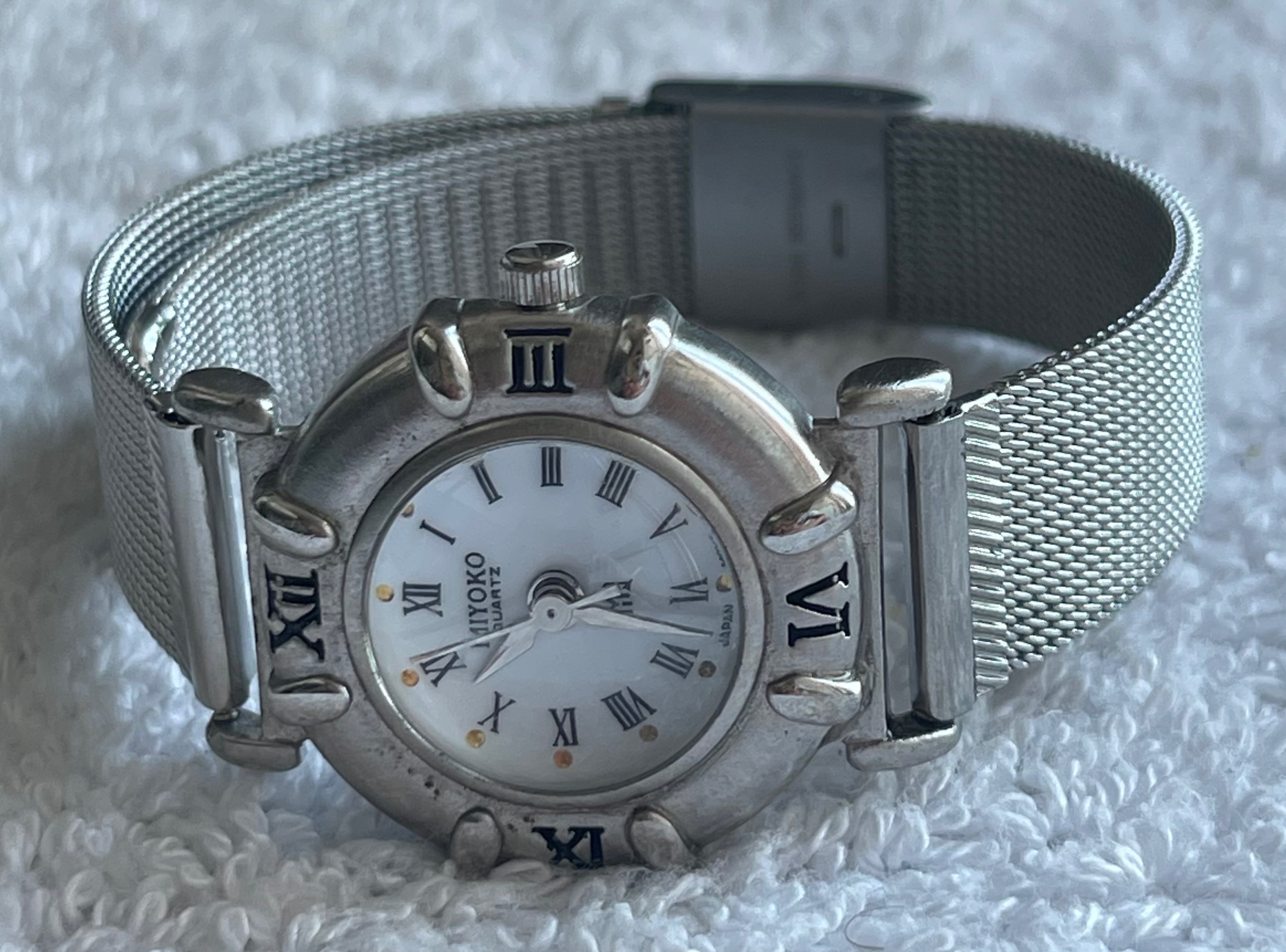 Vintage Miyoko Silver Mesh Roman Numeral Watch (Needs Battery)
