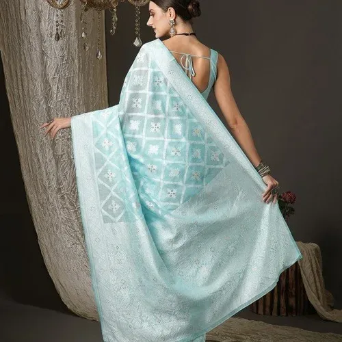 Light Blue Saree - photo 3