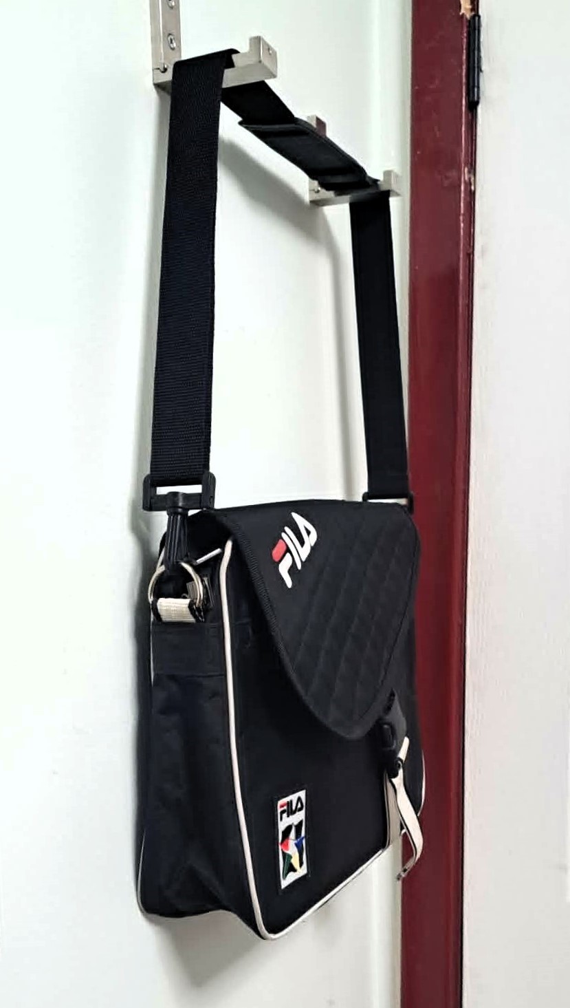FILA Messenger Laptop Bag Black Quilted Flap Embroidered Logo - photo 2