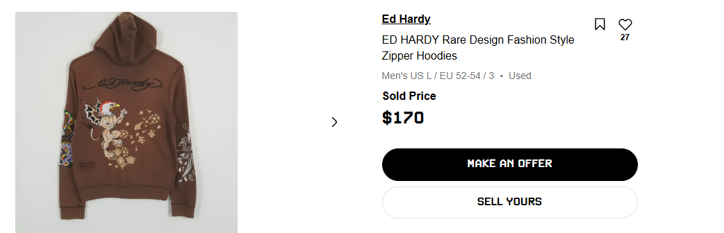 Fully Embroidered Vintage Ed Hardy Zip-Up Hoodie - photo 4