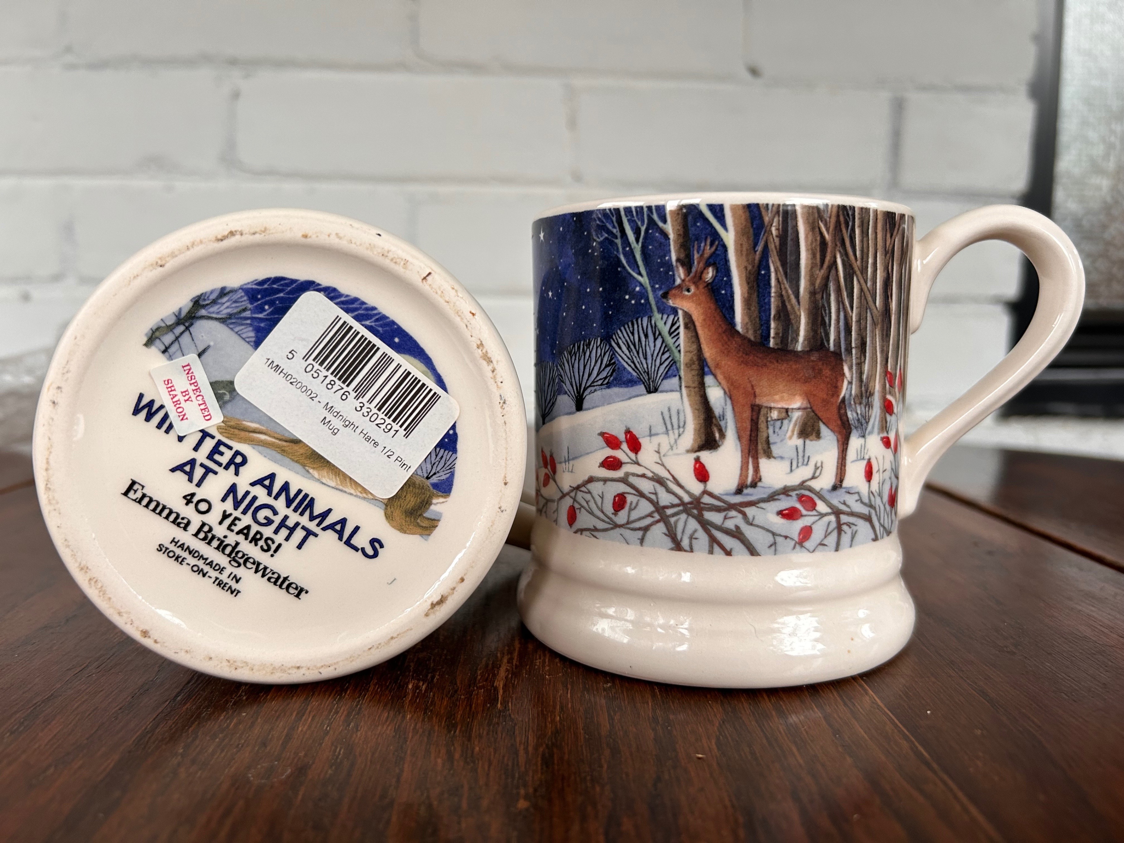 Set 3x Emma Bridgewater "Winter Animals at Night" 1/2 Pint Mug - photo 3