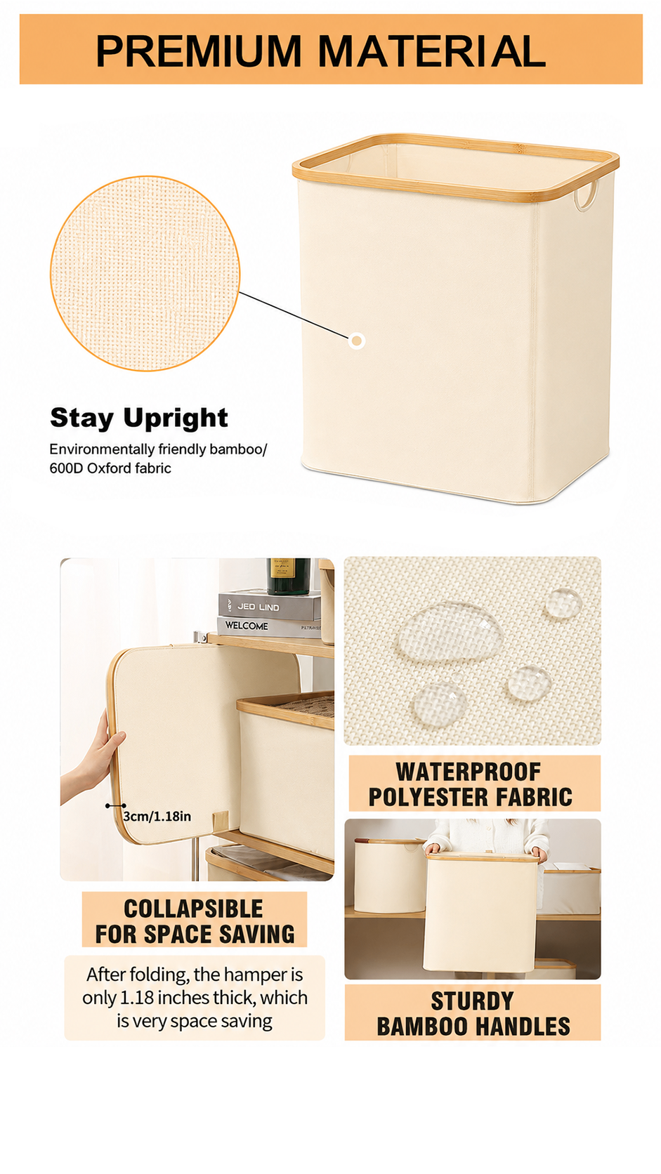 Moving Sale – Foldable Laundry Hamper with Lid & Bamboo Frame - photo 4