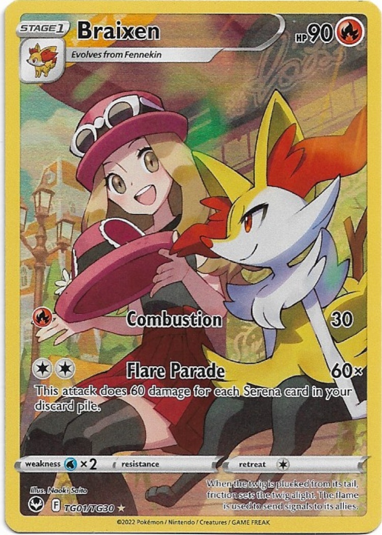 Pokemon Braixen TG01/TG30 Silver Tempest Trainer Gallery NM