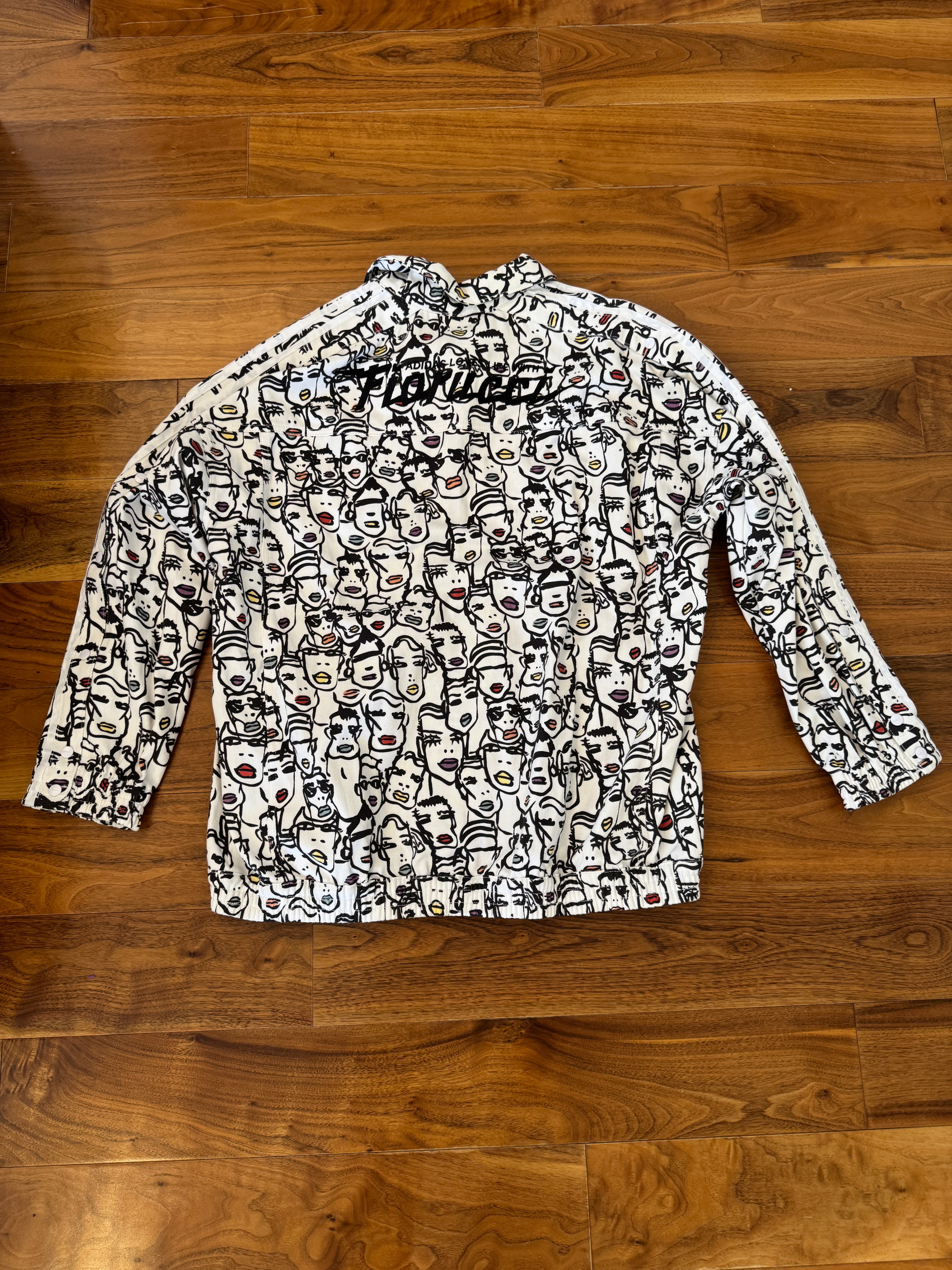 Adidas x Fiorucci White Faces Print Button-Front Jacket - photo 2