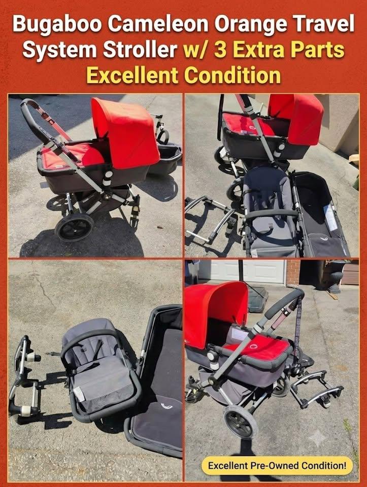 Bugaboo Cameleon  Orange Travel System Stroller