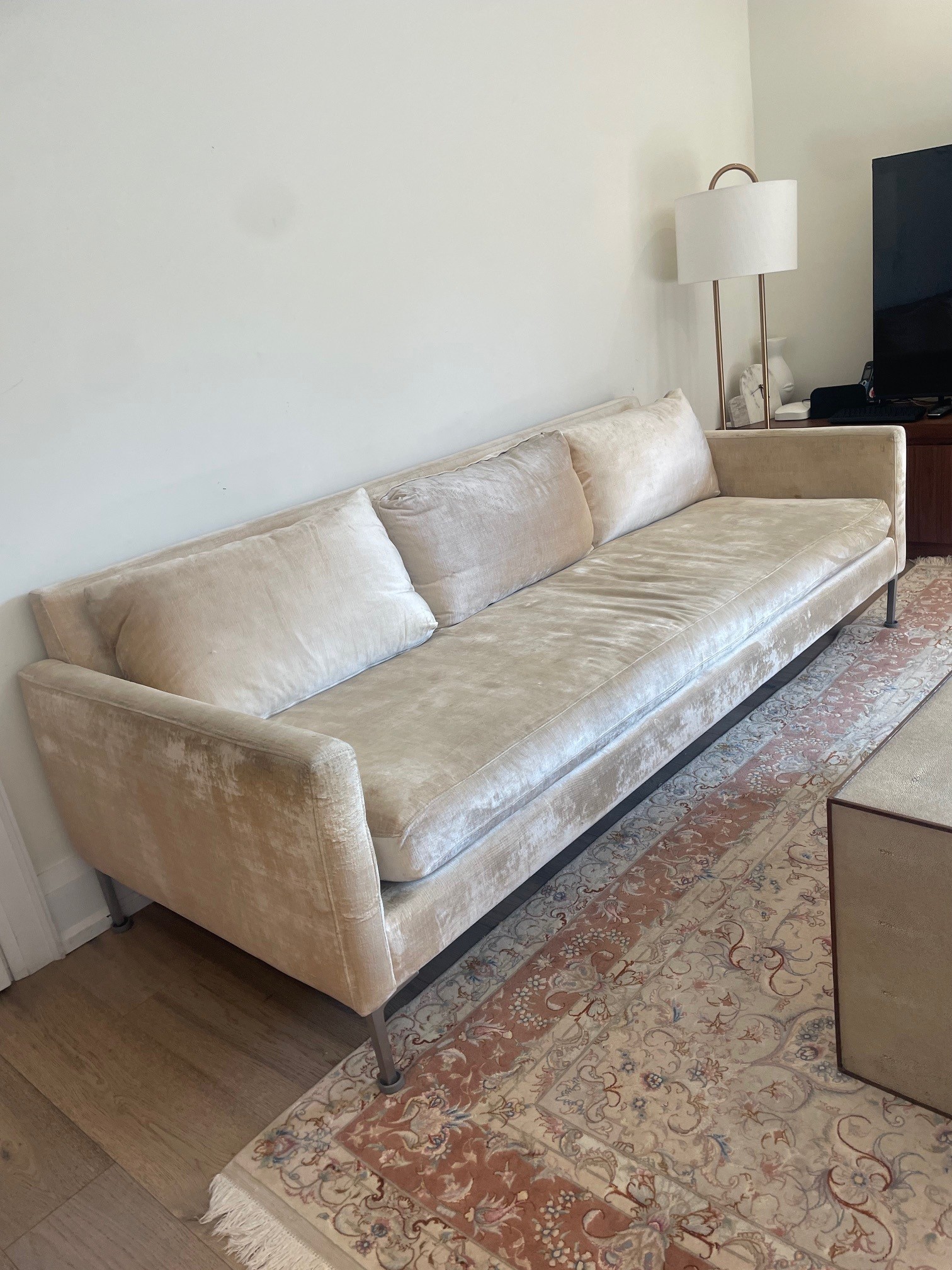 Designer Cream Velvet Couch – ABC Carpet & Home, NYC - photo 4