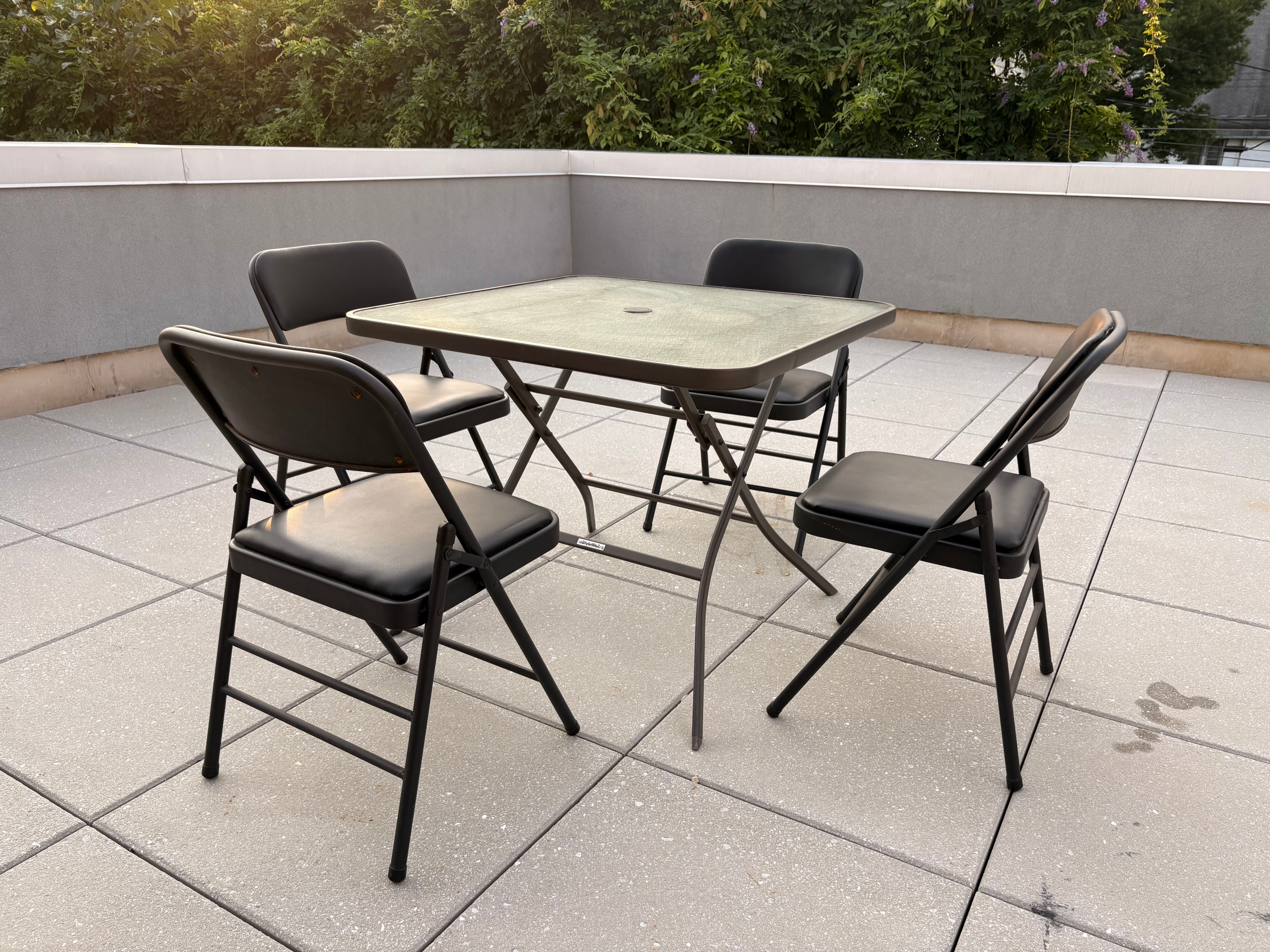 Folding Outdoor Patio Table + 4 Chairs – 5-Piece Set