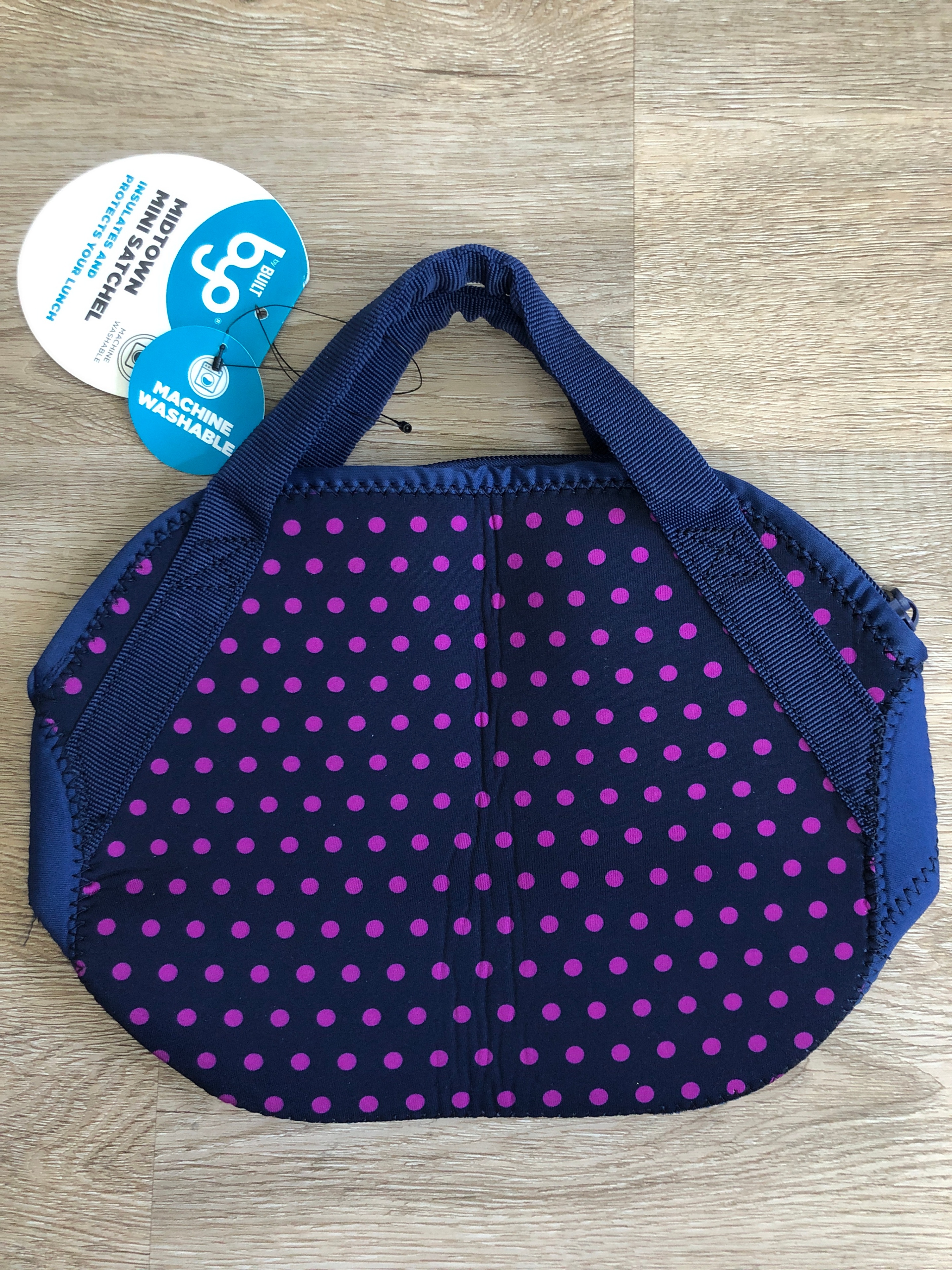 Built byo Midtown Mini Satchel Lunch Bag - Navy Polka Dot - photo 2
