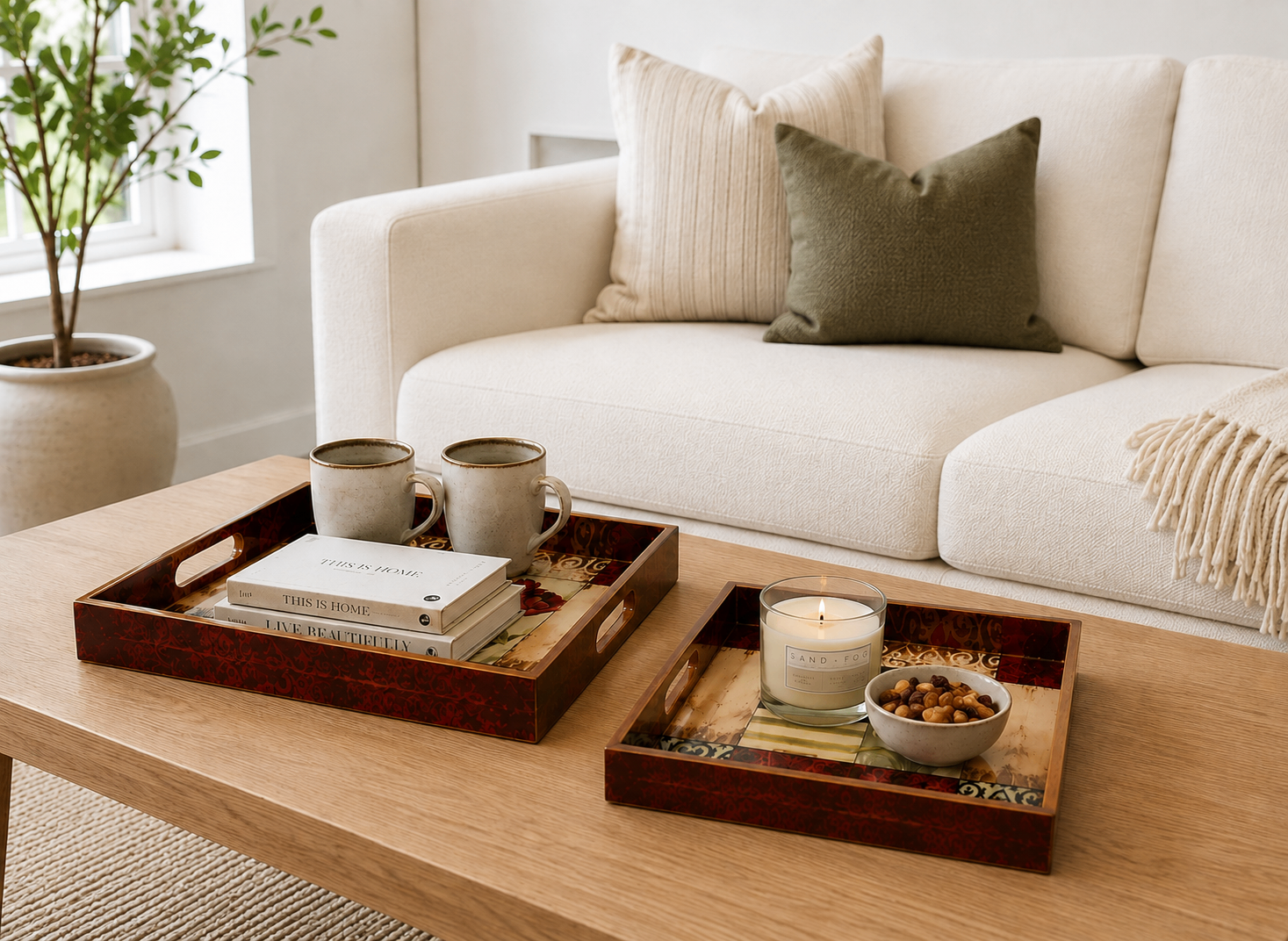 Set of 2 Decorative Nesting Trays for Serving/Display $10 for 2