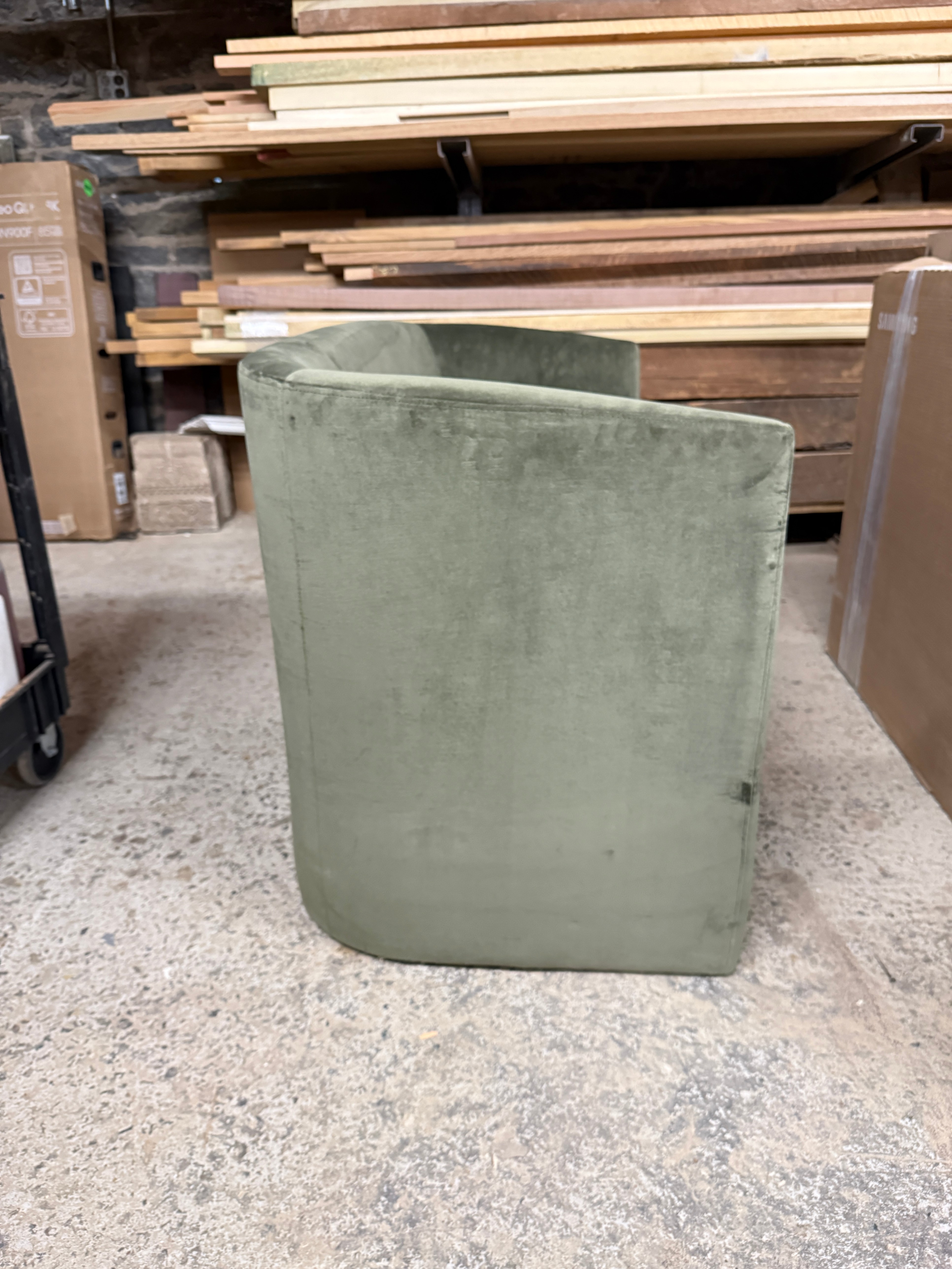 Modern Olive Green Velvet Loveseat - photo 2
