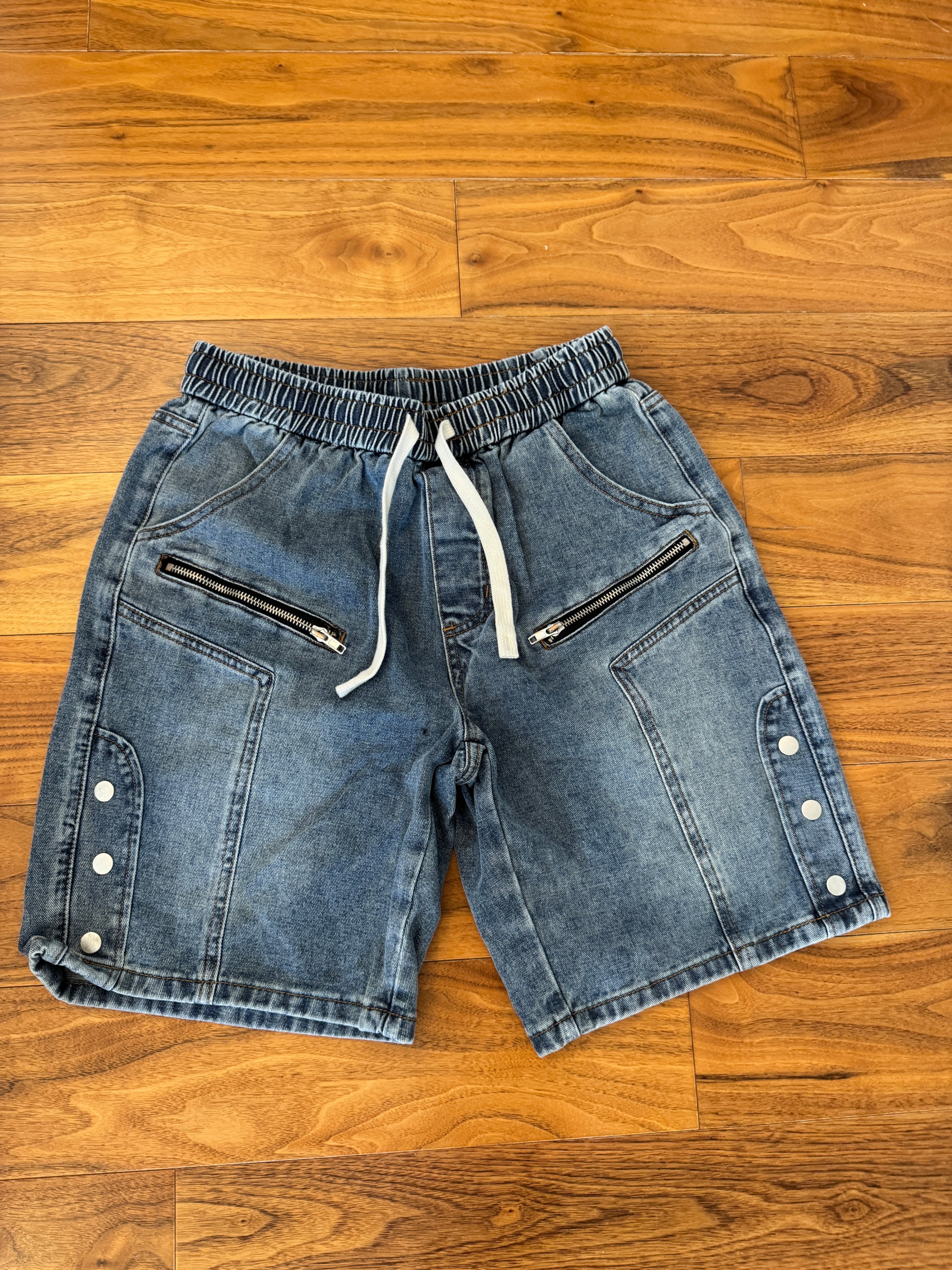Jorts with Elastic Waistband and Drawstring