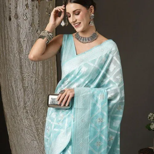 Light Blue Saree - photo 2