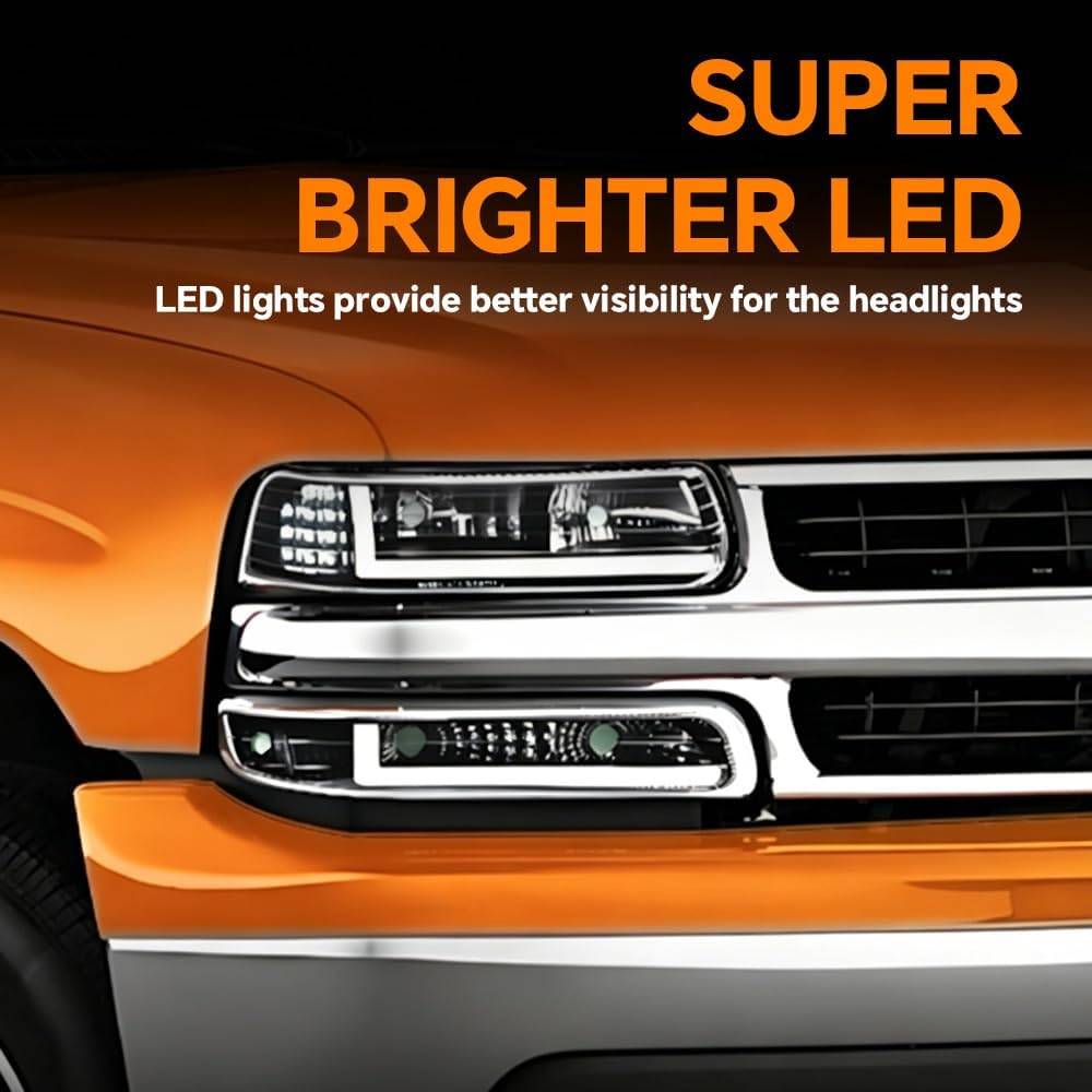 Headlights Assembly Fit Chevy Silverado 1999 2000 2001 2002 - photo 5