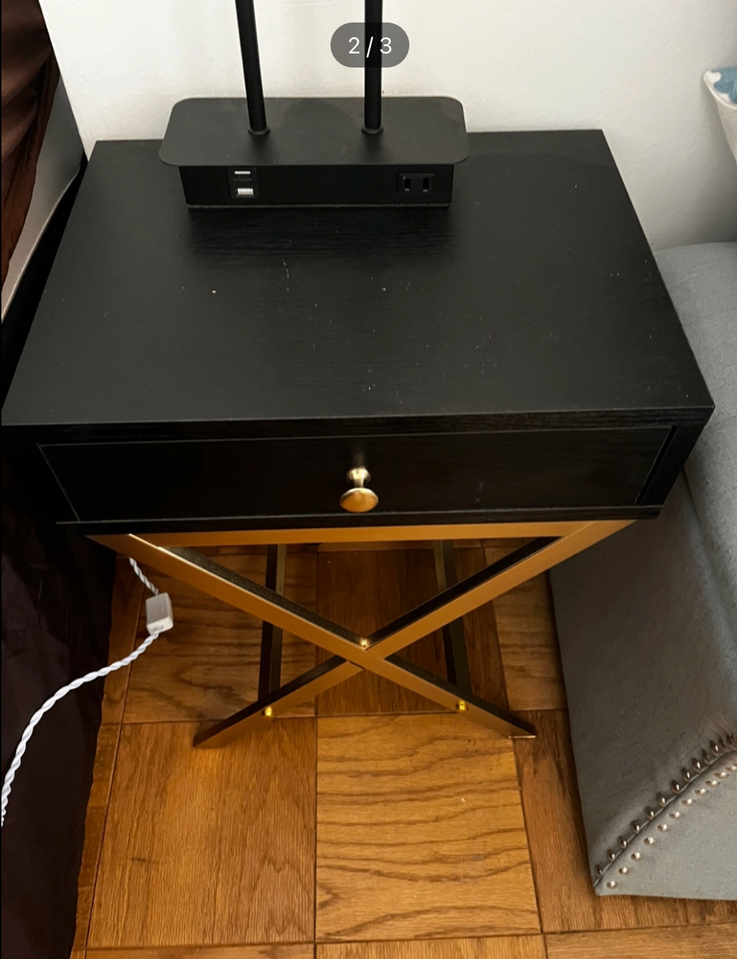 Black & Gold Accent Table Nightstand And Desk - photo 3