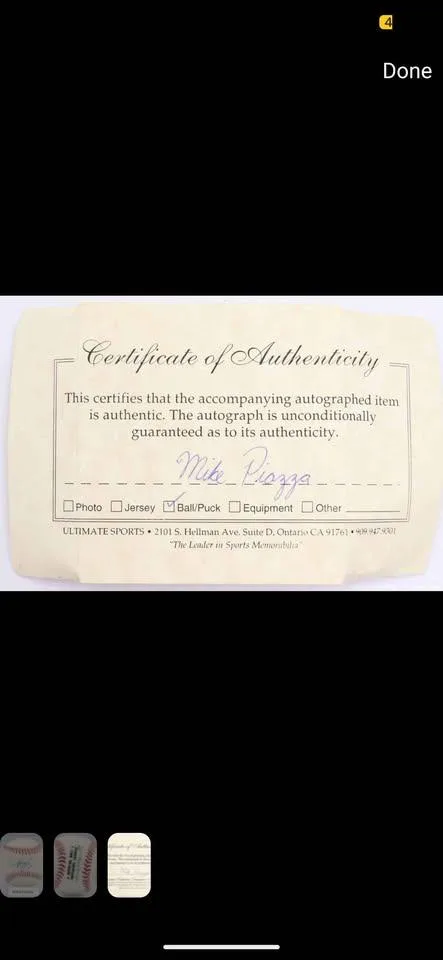 Mike Piazza signed baseball with certificate of authenticity - photo 2
