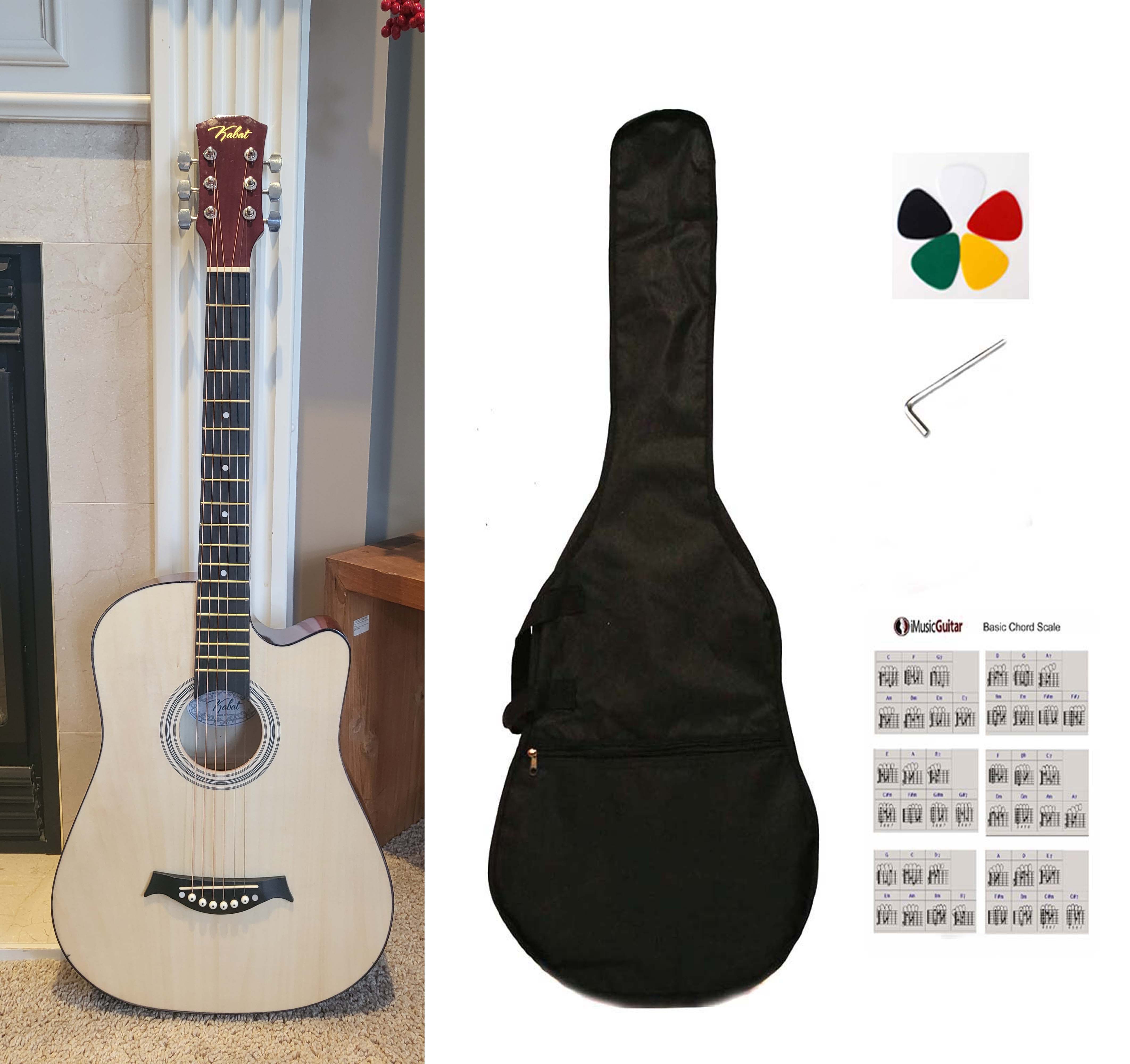 38" Acoustic Guitar Natural Finish, Great for Beginners New