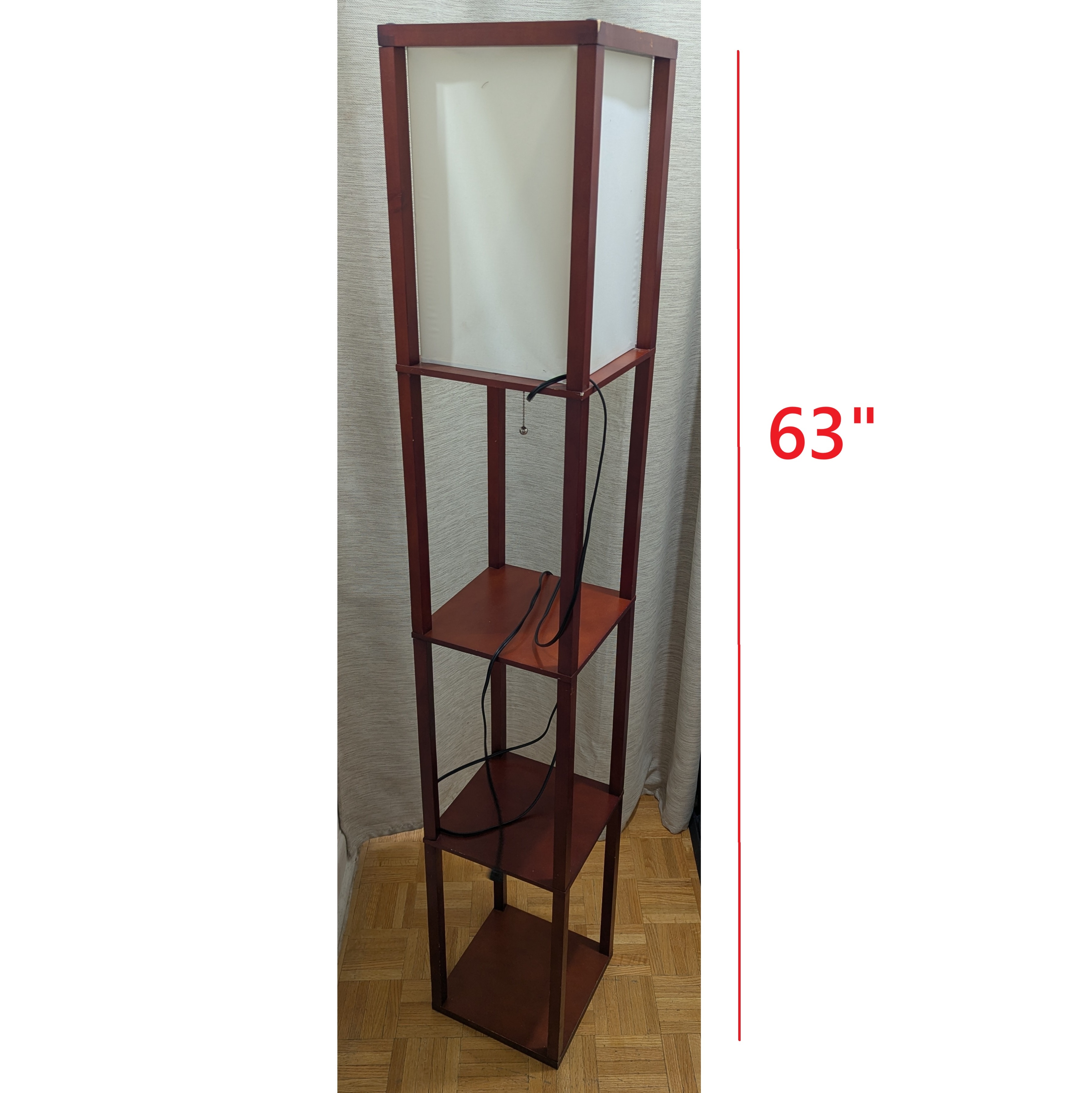 63-inch Etagere Floor Lamp with 3-tier Storage Shelf