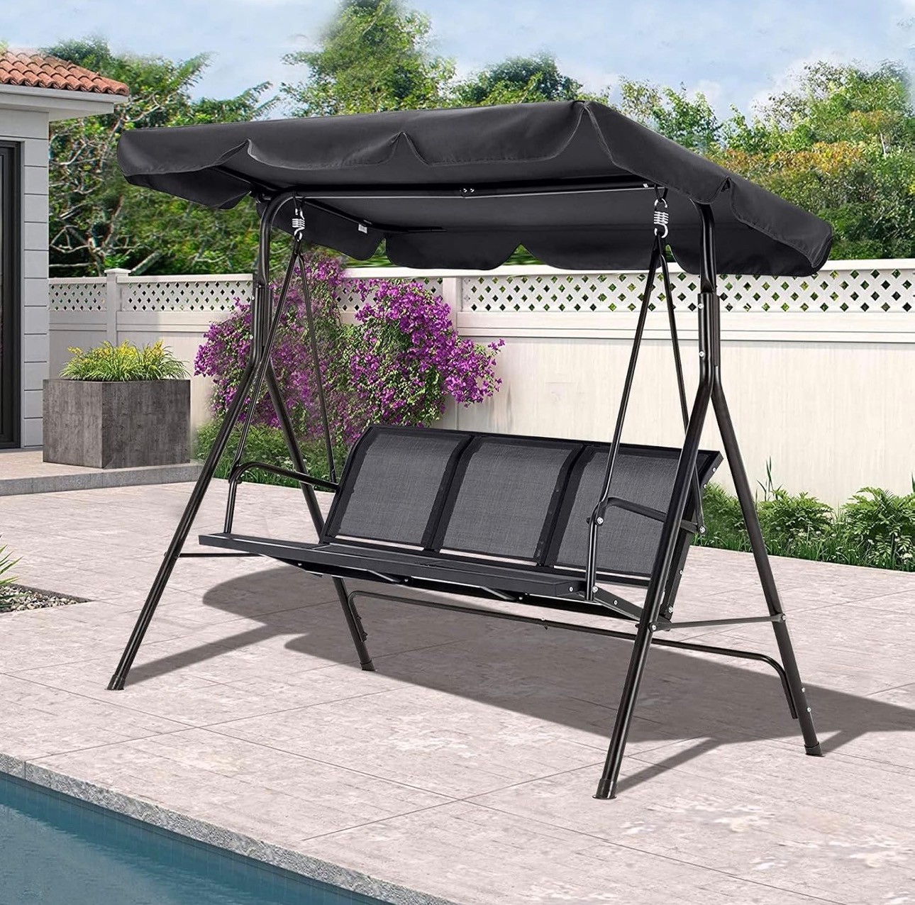 Patio Outdoor Swing Chair Hammock Metal Adjustable Heavy Duty