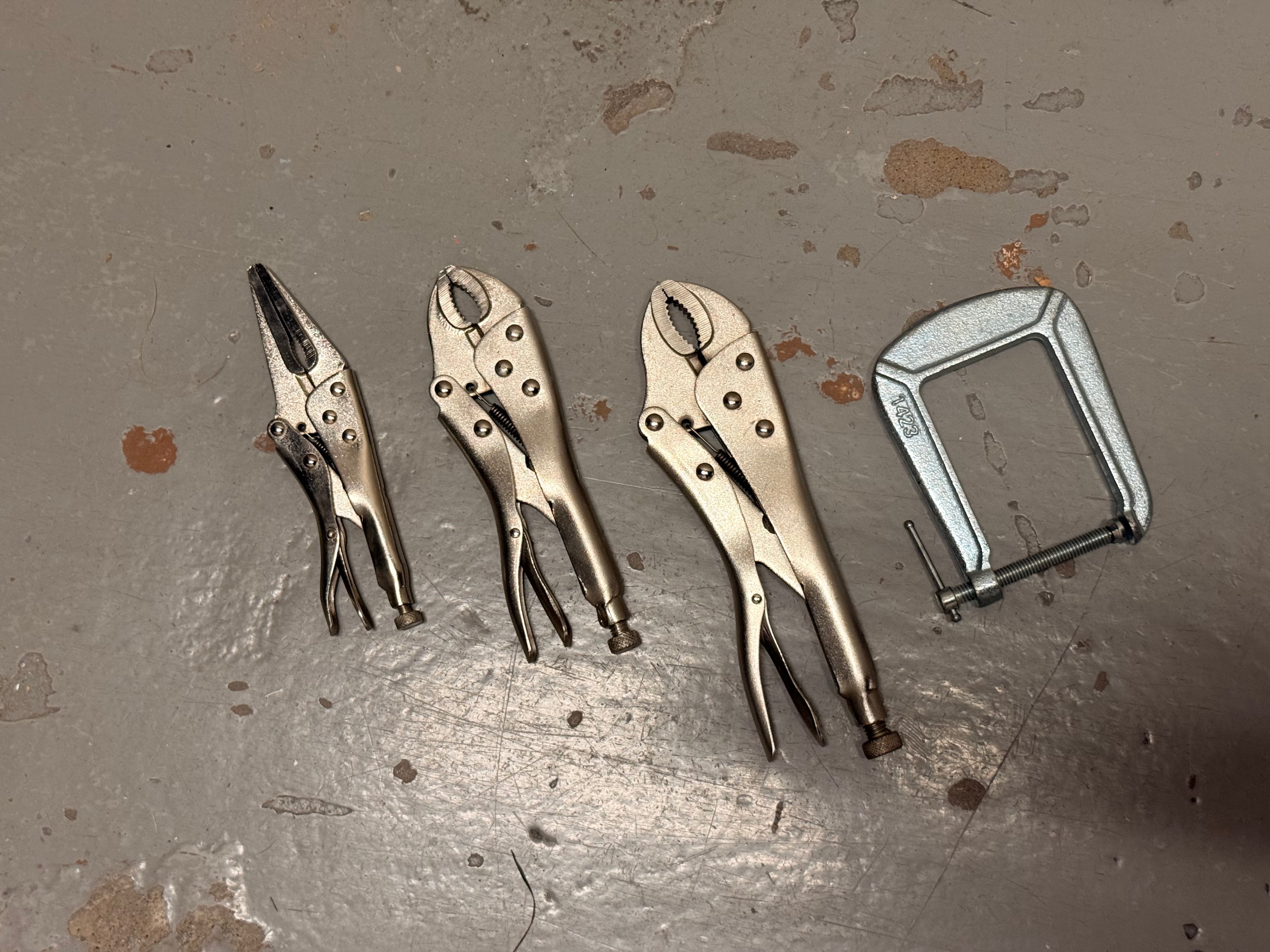 Assorted Locking Pliers and C-Clamp
