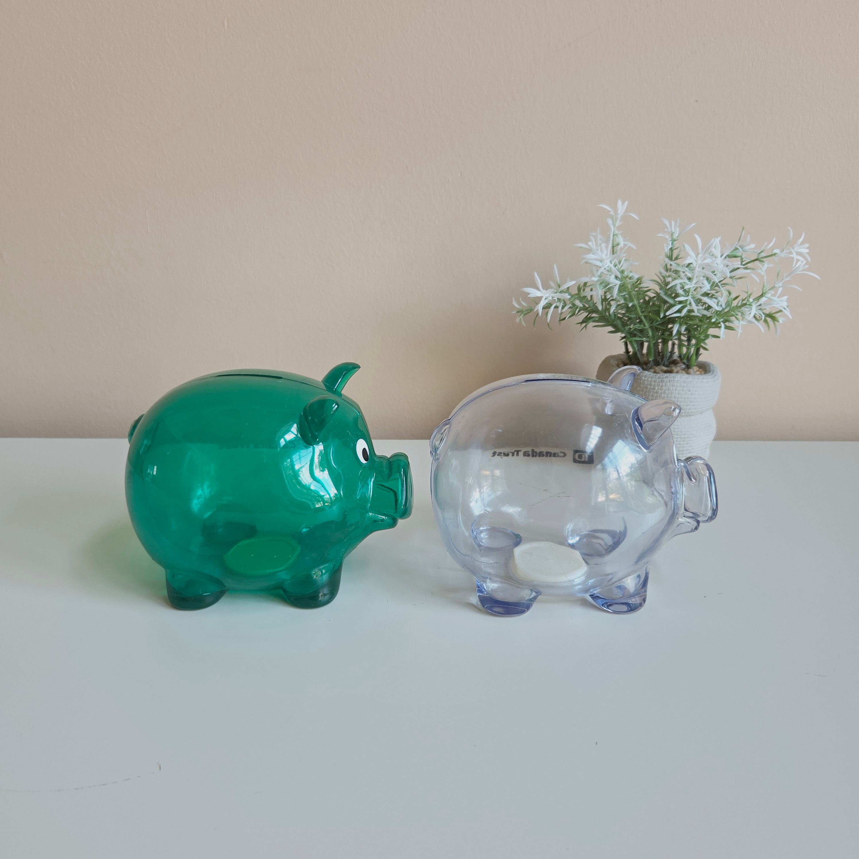 TD - Green & White Transparent Piggy Banks - Pre-Loved! 🐷 - photo 2