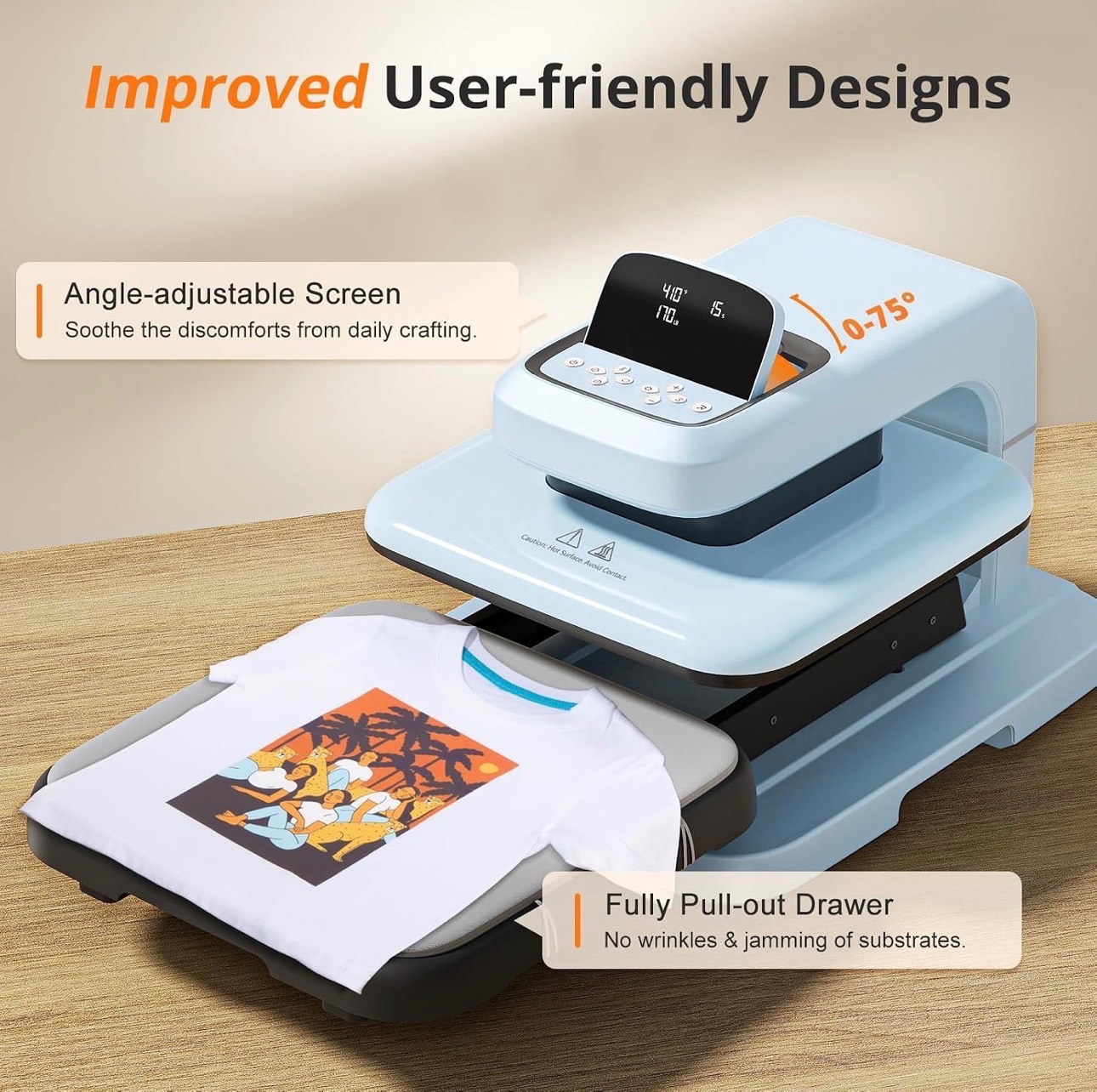 HTVRONT Auto Heat Press 15X15" Adjustable Pressure Fast & Evenly