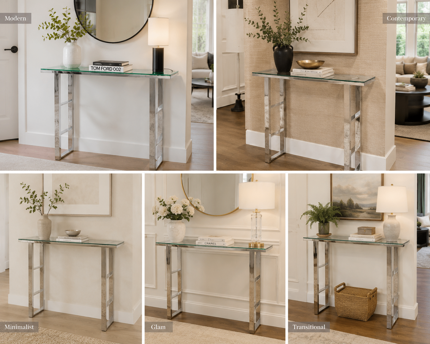 Like New Glass & Chrome Console Table - photo 2