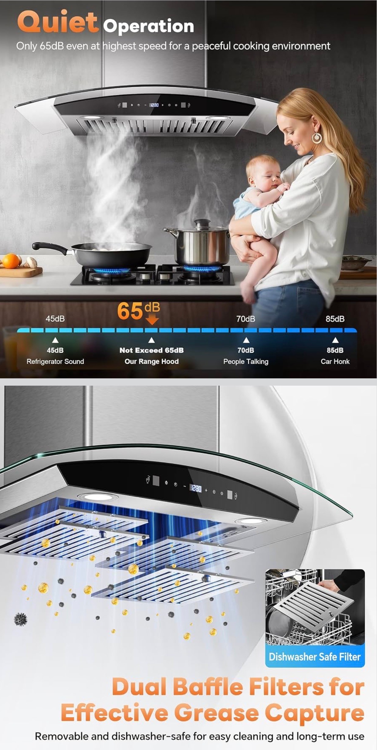 Kitchen Range Hood 30" Wall Mount Stainless Steel Touch Control - photo 4