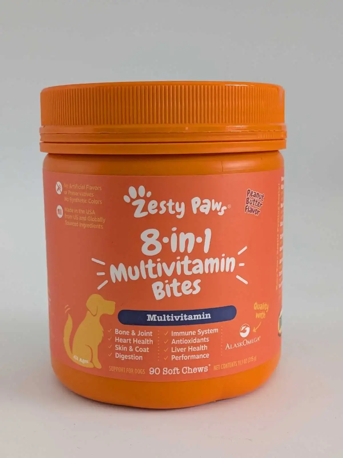 Zesty Paws 8-in-1 Multivitamin Bites Dog Treats - Peanut Butter