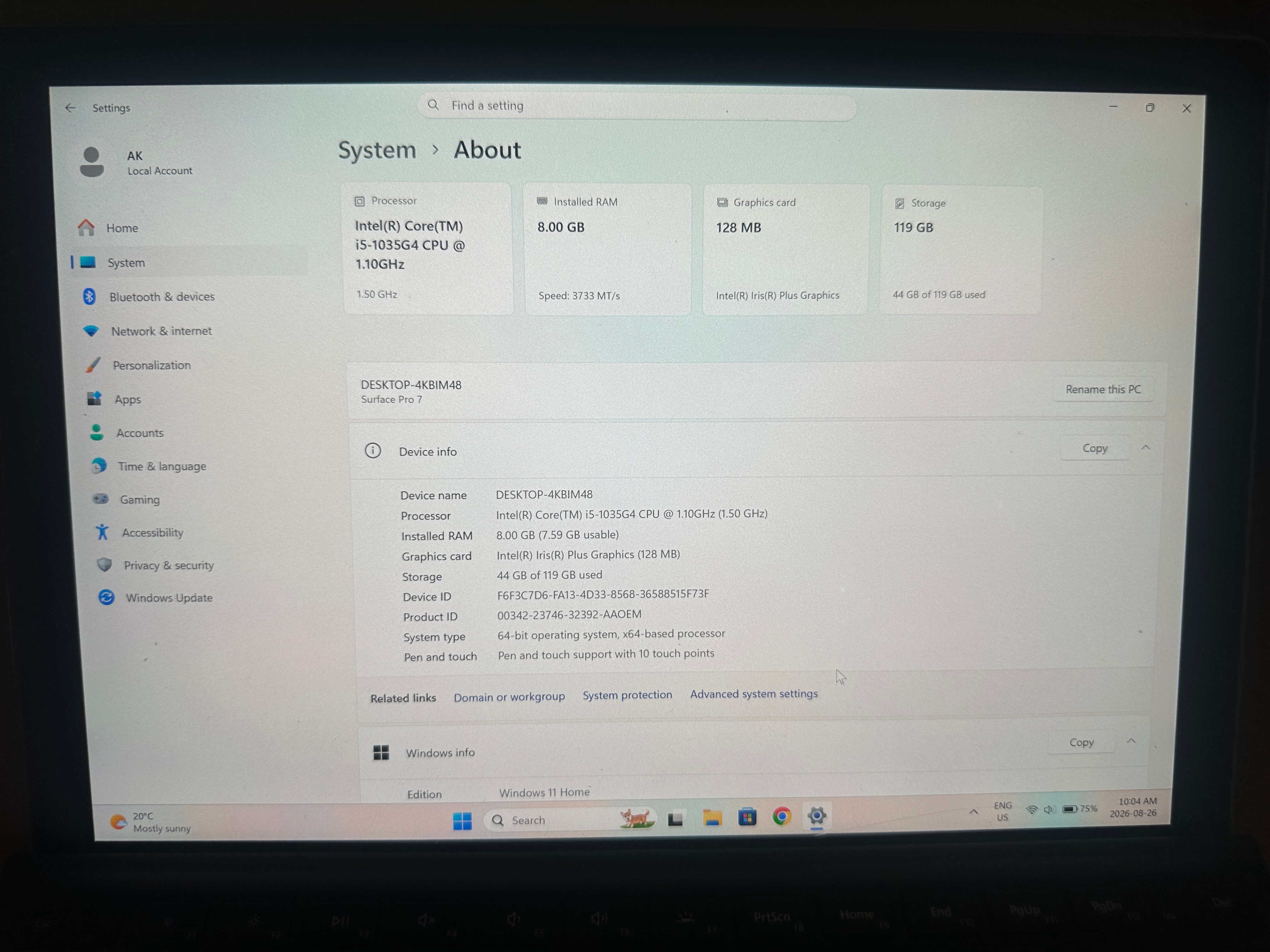Microsoft Surface Pro 7 – i5 / 8GB RAM / 128GB SSD - photo 4