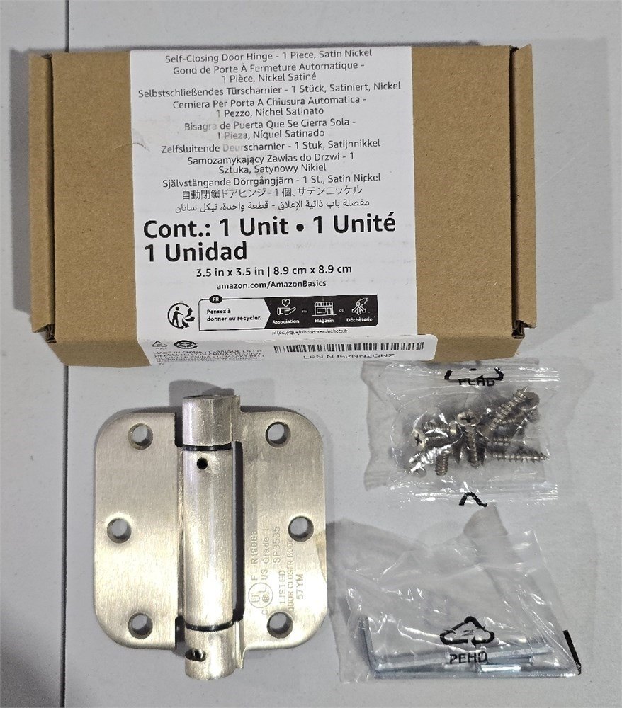 Amazon Basics Self-Closing Door Hinge 3.5" – Satin Nickel - photo 5
