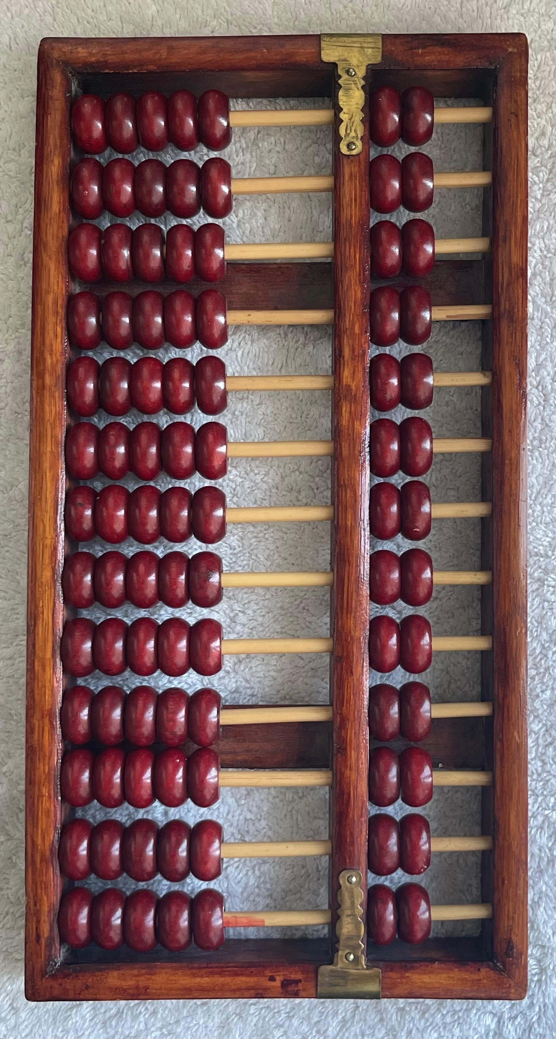 Vintage Mid-Century Brass & Hardwood Soroban Abacus 11.5" - photo 3
