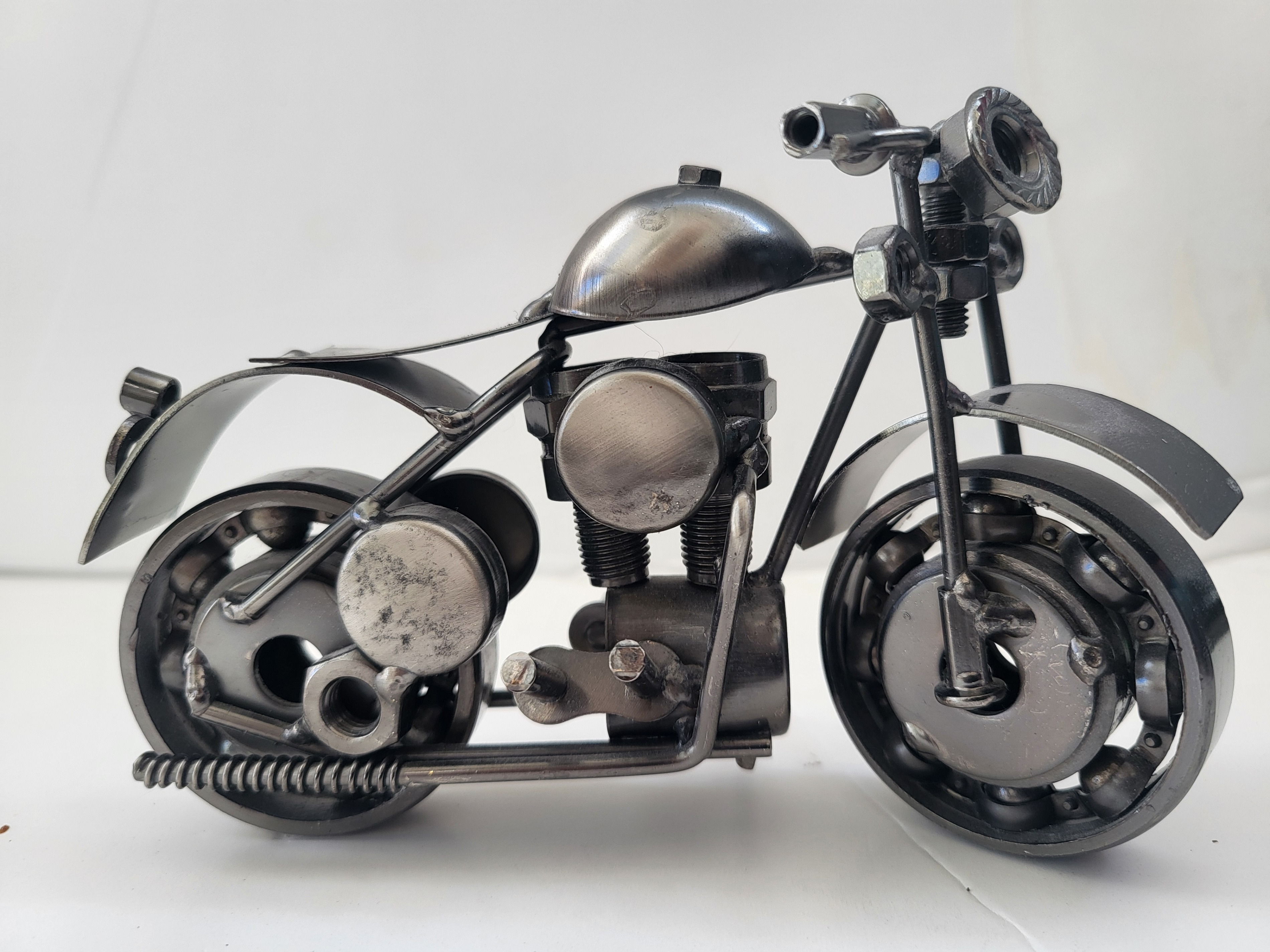 Handmade Metal Motorcycle Sculpture - Nuts & Bolts Art