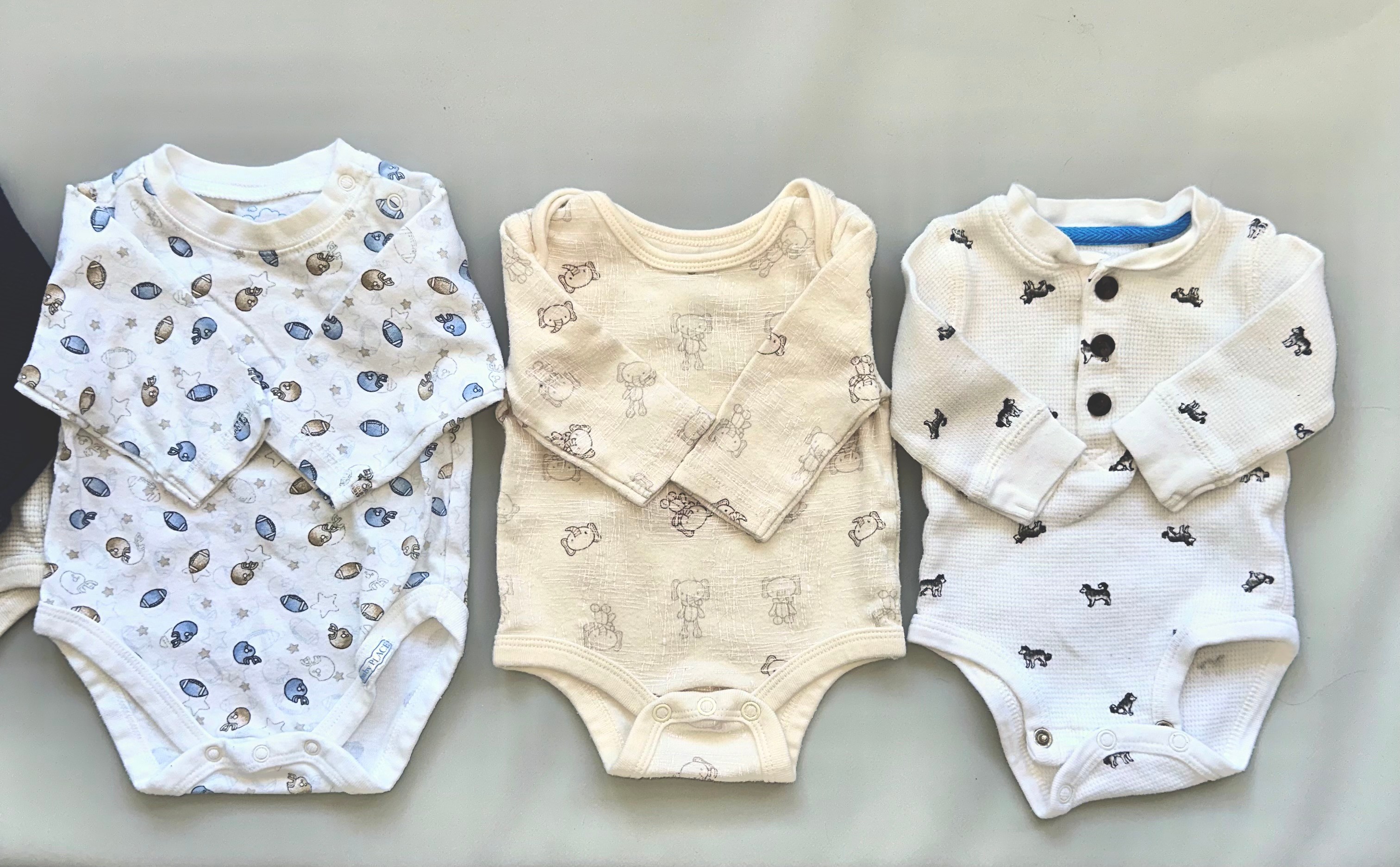 Baby Boy - Long Sleeve Bodysuits Bundle - Newborn 0-3 Months - photo 3