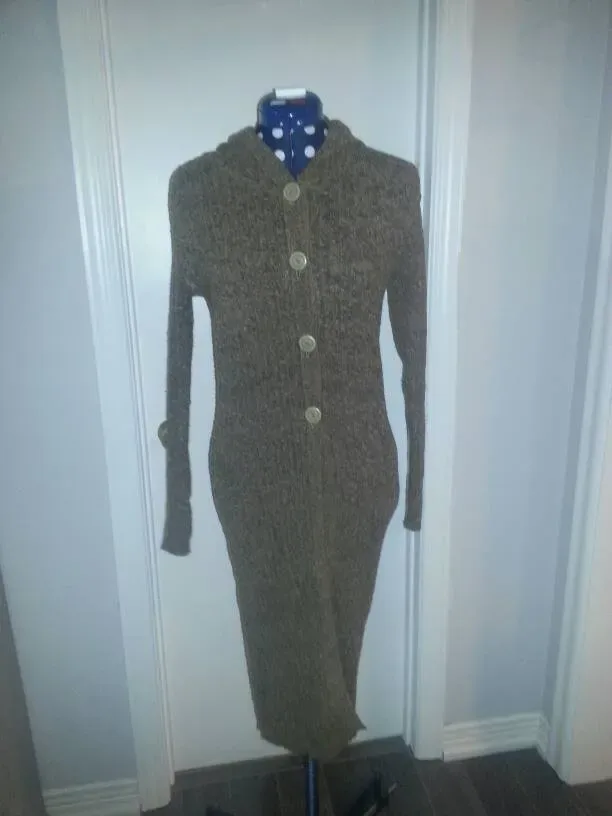 Dollhouse Wool Blend Fitted Hooded Long Sweater