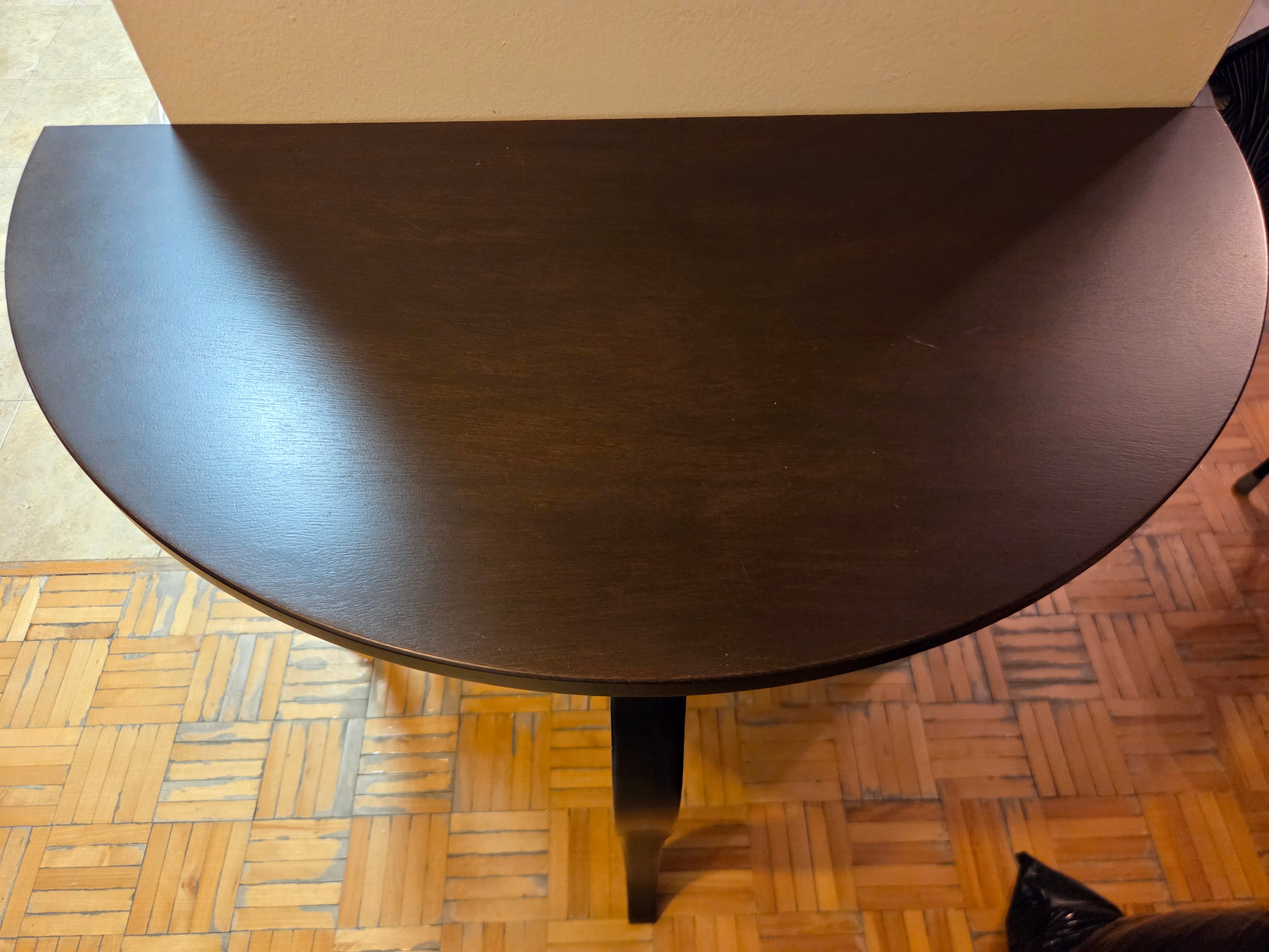 Half-Moon Demilune Console Table - Dark Wood - Good Condition