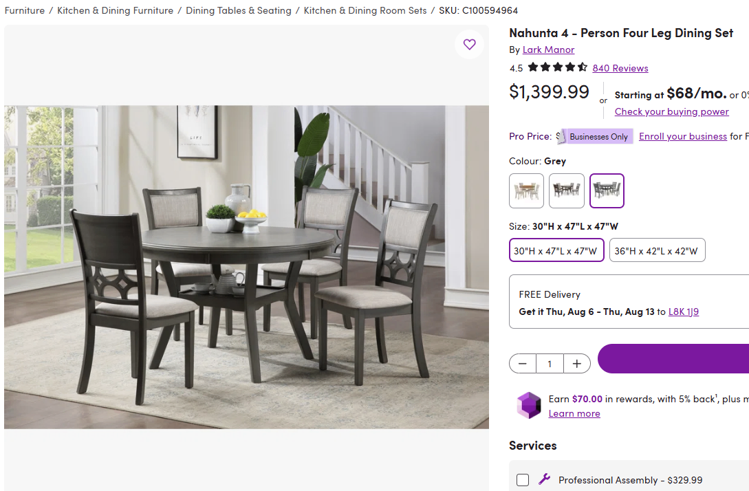 Ashley Furniture 5PC Dining Set - Needs TLC. BEST OFFER