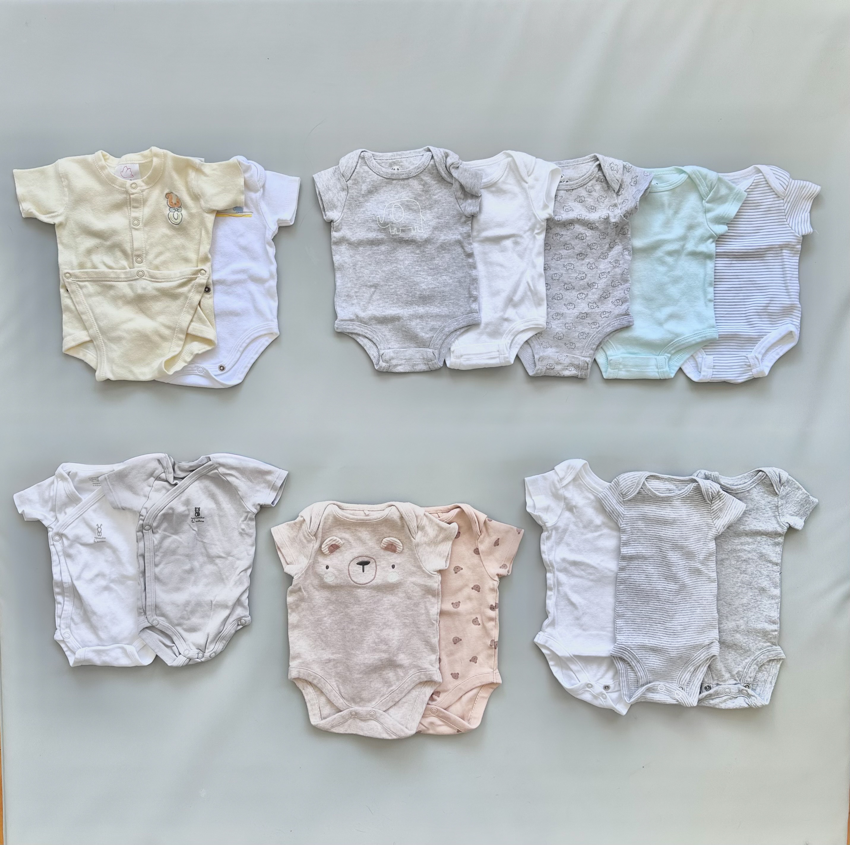 Baby Short Sleeve Bodysuits Tees Bundle - Newborn