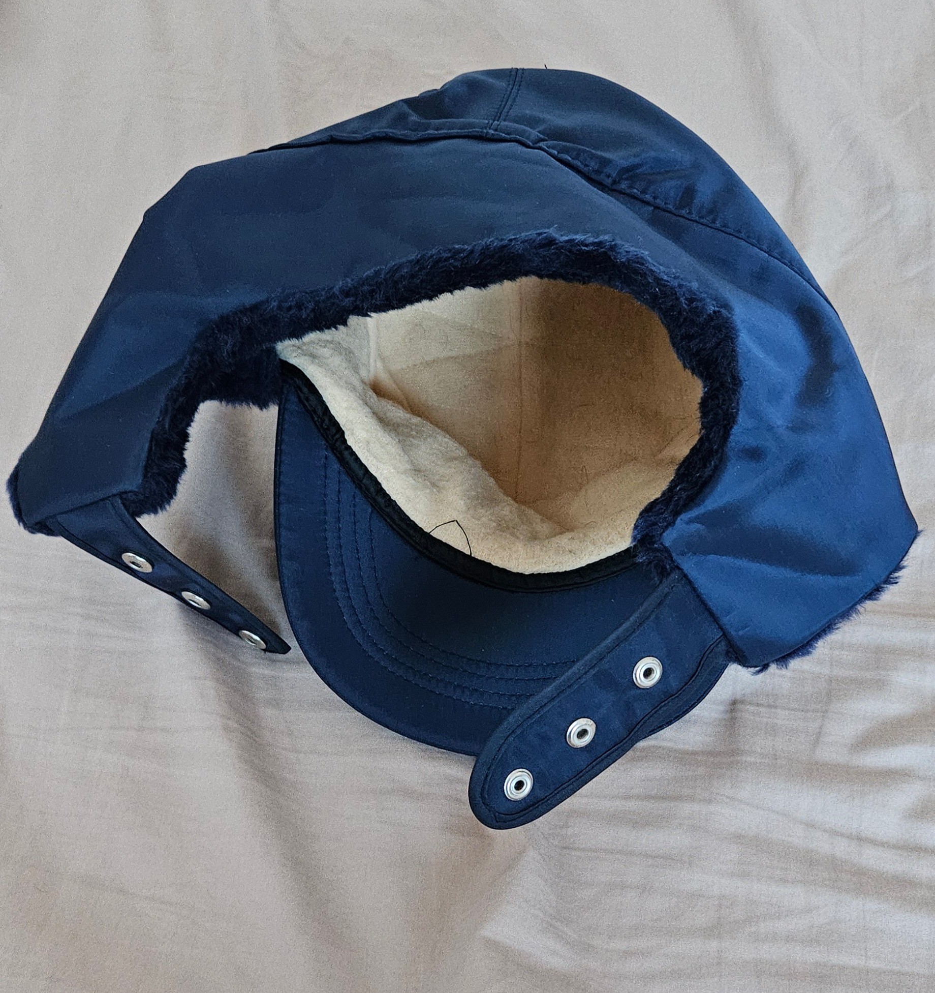 BRAND NEW MEN'S NAVY BLUE TRAPPER HAT WITH FAUX FUR - photo 2