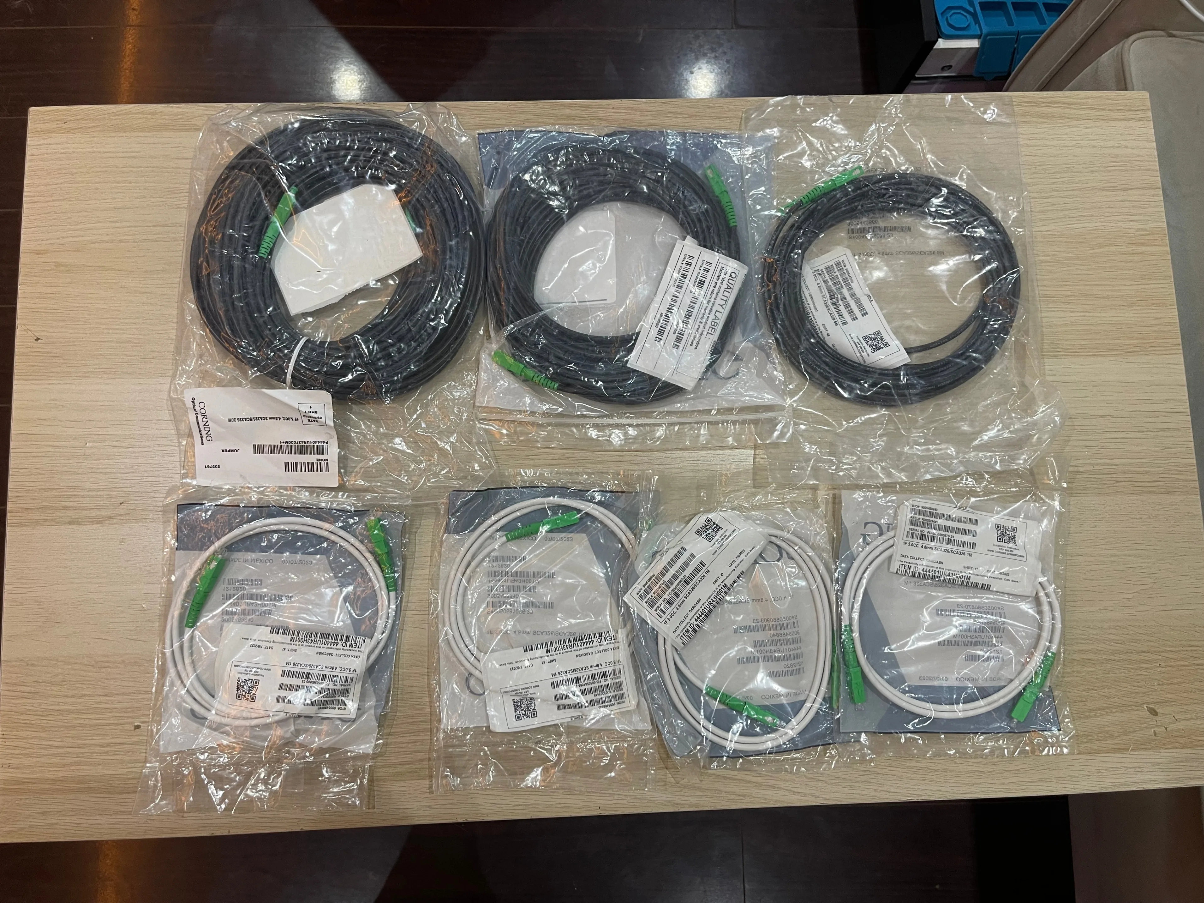 SC/APC Fiber Optic Patch Cables (20ft, 10ft, 5ft, 4x 1ft)